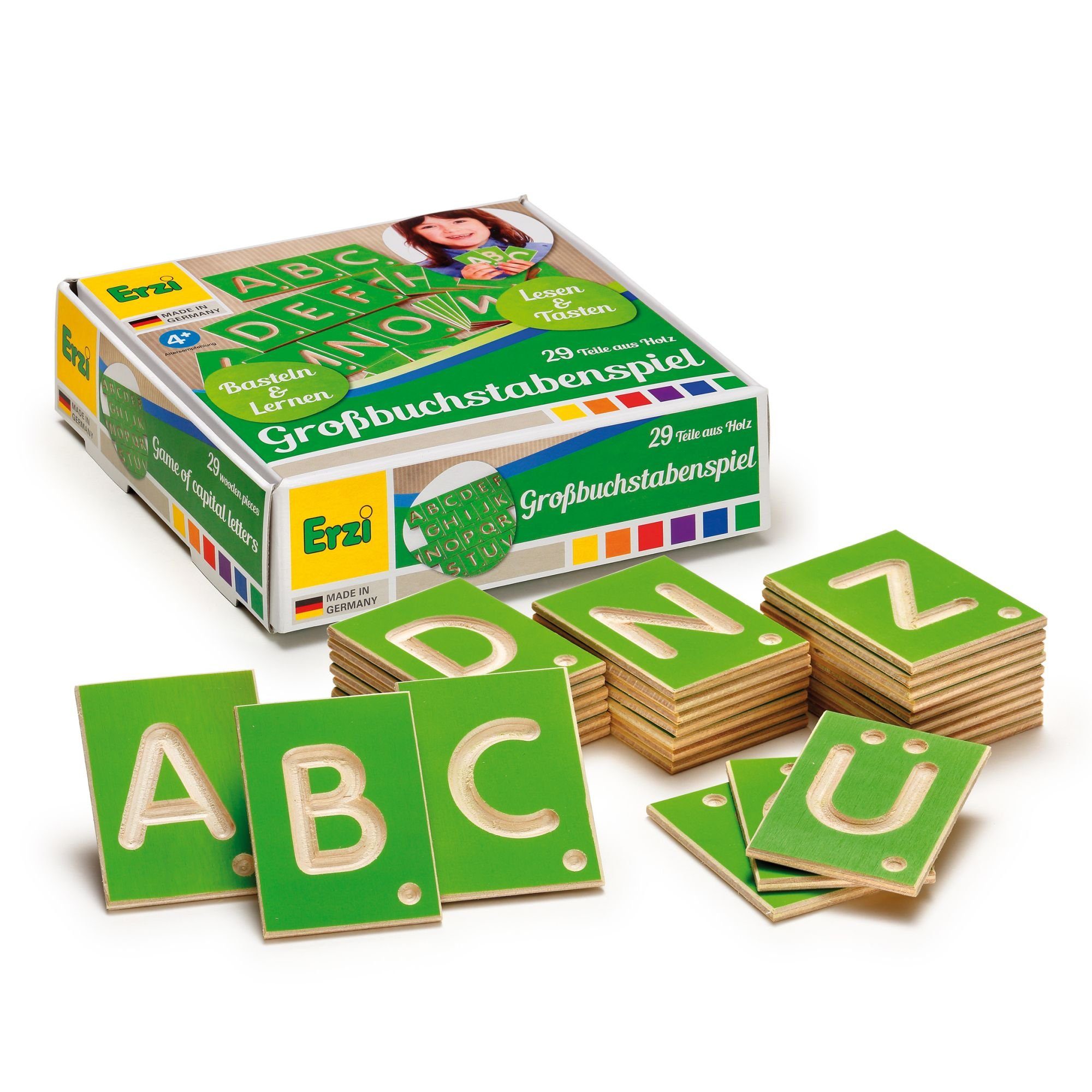 Erzi® Lernspielzeug (Set, 29-St), Lernspiel Großbuchstaben, zum lernen und spielen, aus Holz | Lernspielzeug