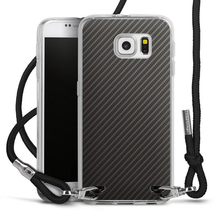DeinDesign Handyhülle Metallic Look Muster Carbon Carbon Samsung Galaxy S6 Handykette Hülle mit Band Case zum Umhängen