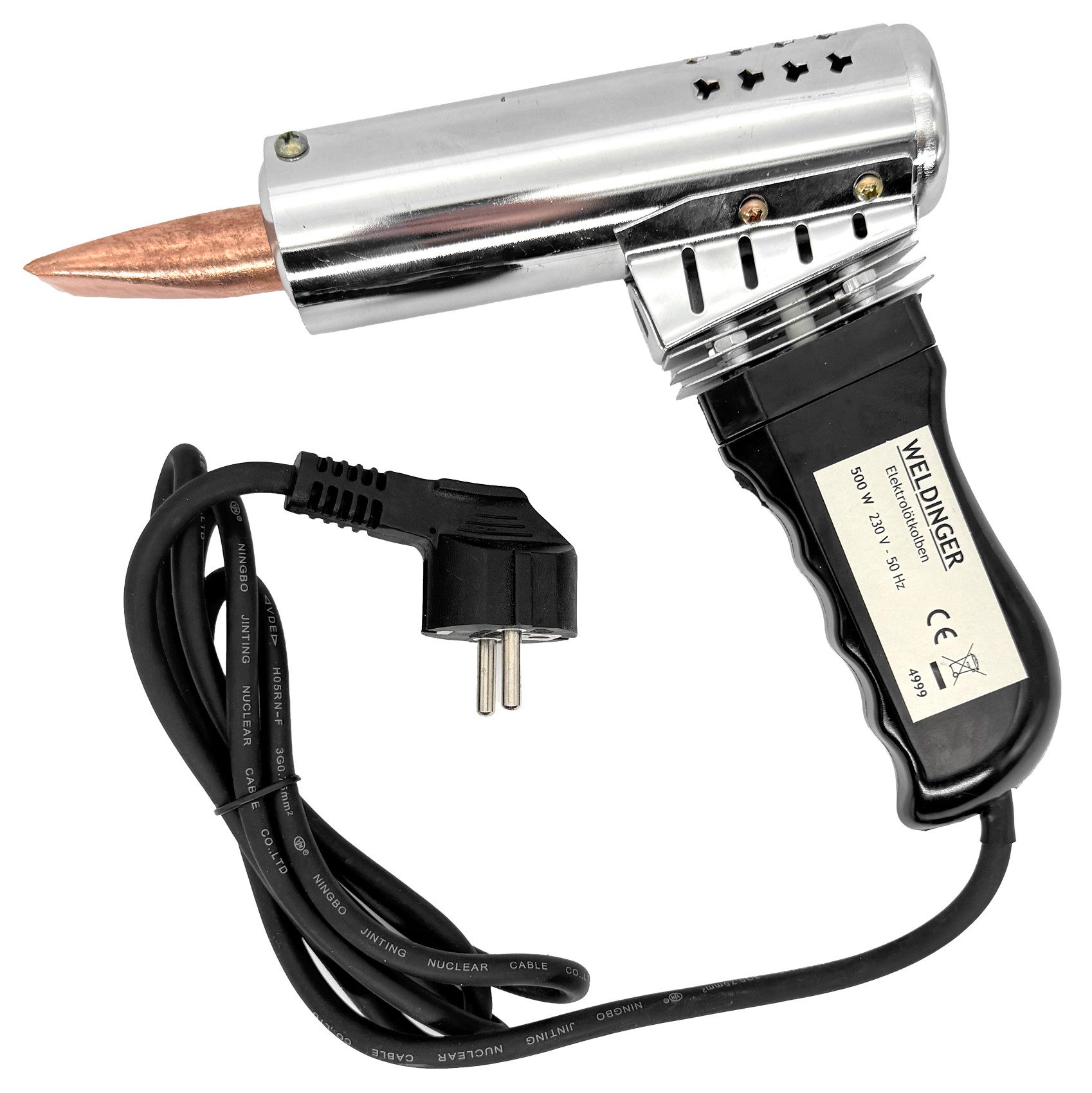 WELDINGER Lötkolben Elektrolötkolben 500 W Pistolenform 300 g Kupferspitze Gummizuleitung, max. 600 °C, max. 500 W, elektrisch, Pistolenform