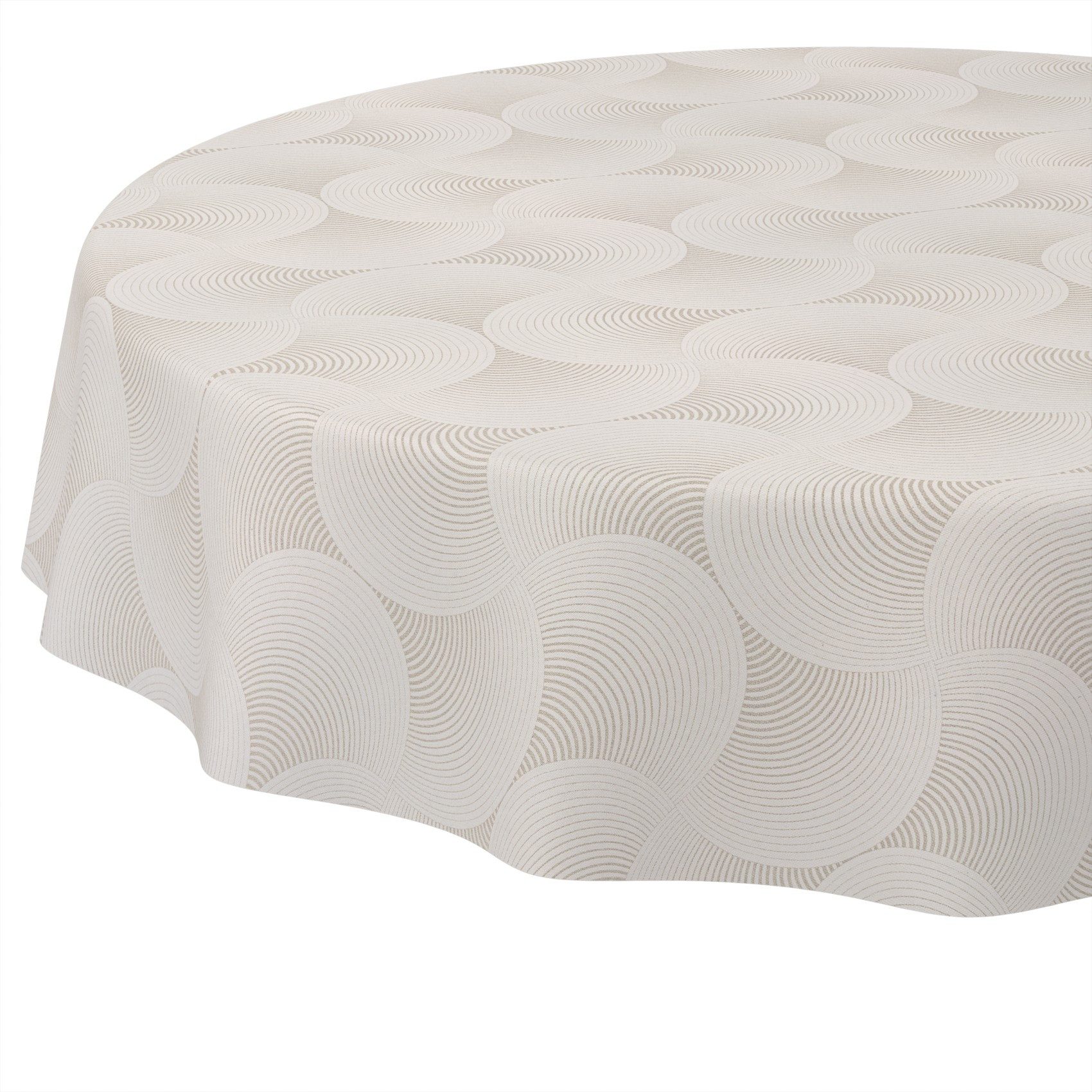 ANRO Tischdecke abwaschbar Tischtuch Baumwolle Polyester wasserabweisend (Einzelstück 1-tlg), Schmutzabweisend Geometrie Beige Rund 100cm
