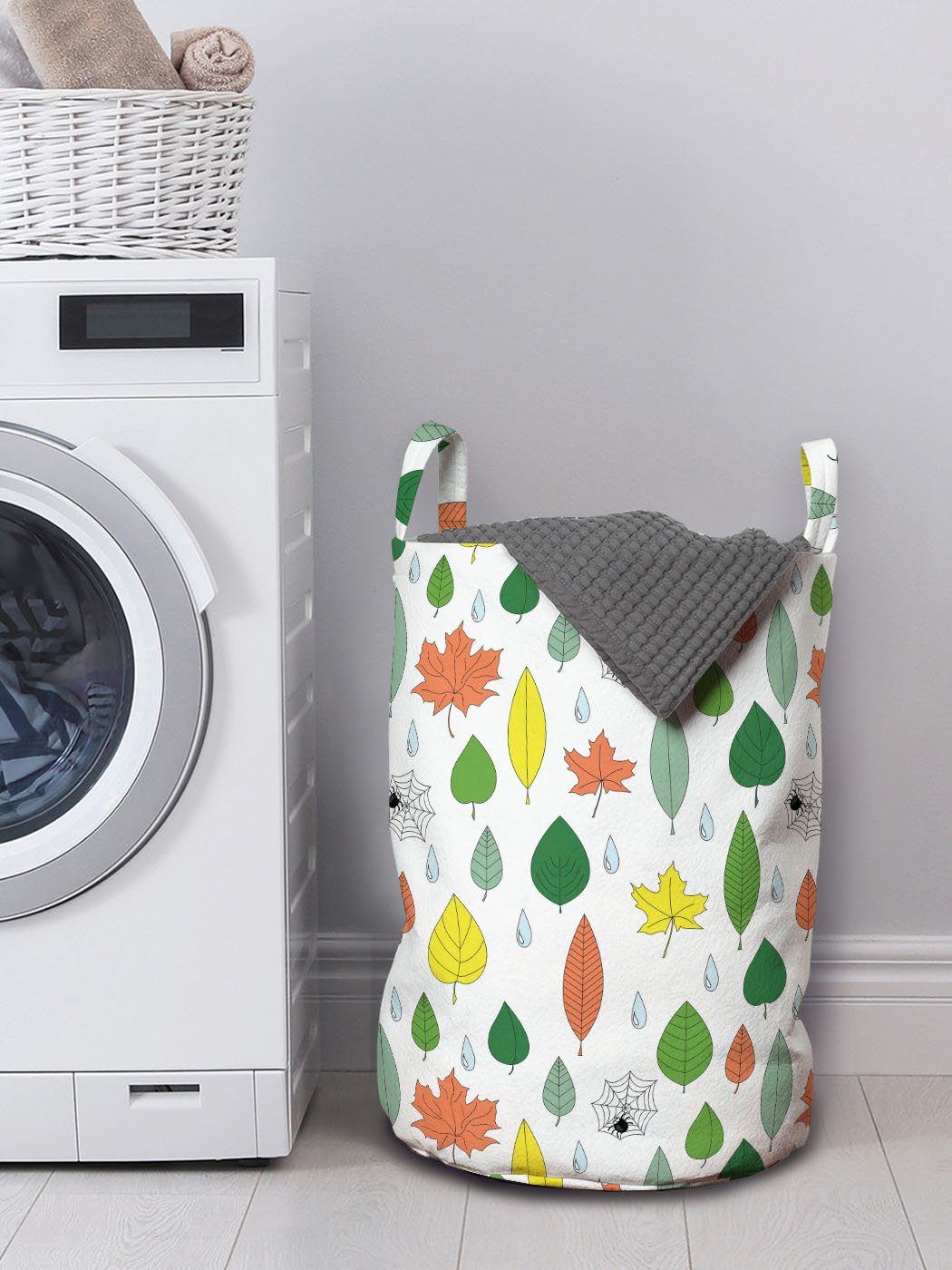 Abakuhaus Wäschesäckchen Wäschekorb mit Griffen Herbst für Kordelzugverschluss Laub Regen Spiders Waschsalons