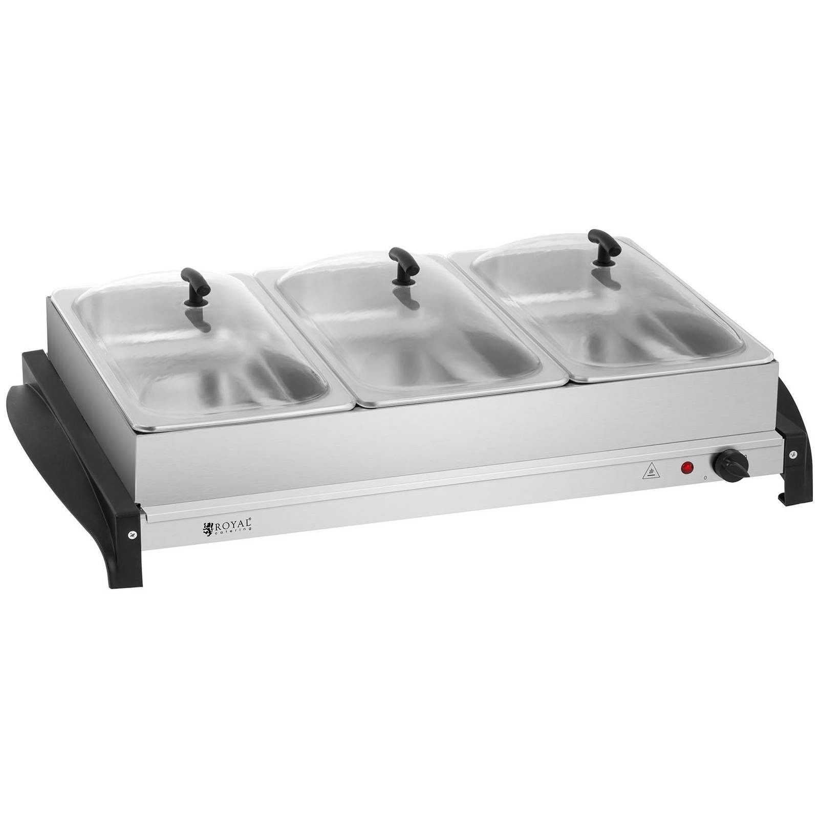 Royal Catering Warmhalteplatte Buffetwärmer 3 x 2L GN3 Behälter Heizplatte Wärmeplatte Speisenwärmer