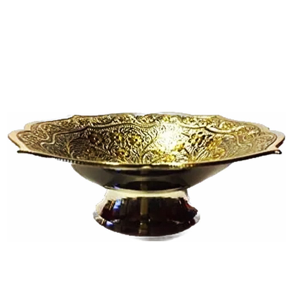 Marrakesch Orient & Mediterran Interior Dekoschale Orientalische Messingschale Rayhan aus Messing in Silber-Gold 14 cm (1 St), Handarbeit