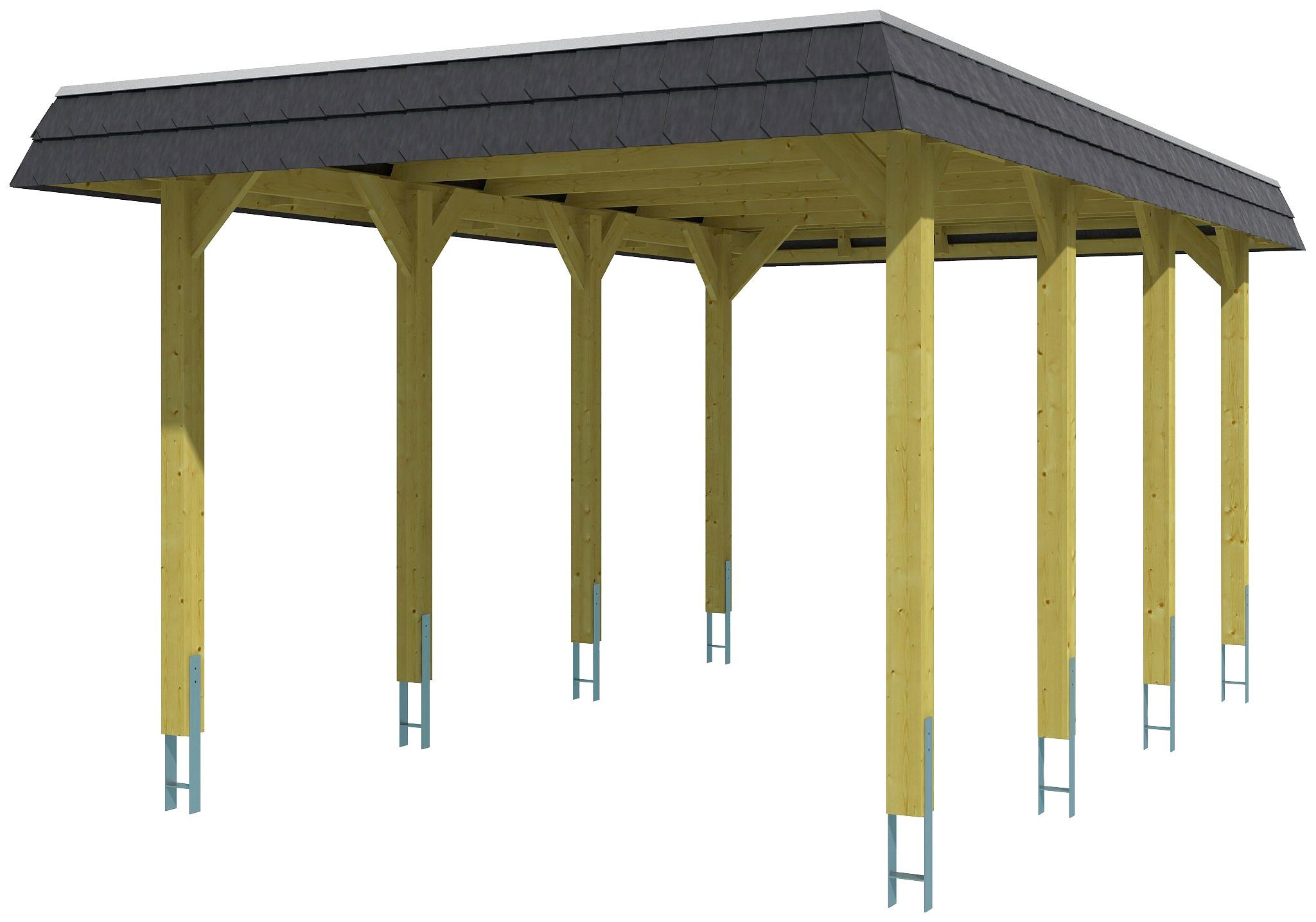 grün cm 206 Einzelcarport Einfahrtshöhe Spreewald, BxT: 345x589 cm, Skanholz