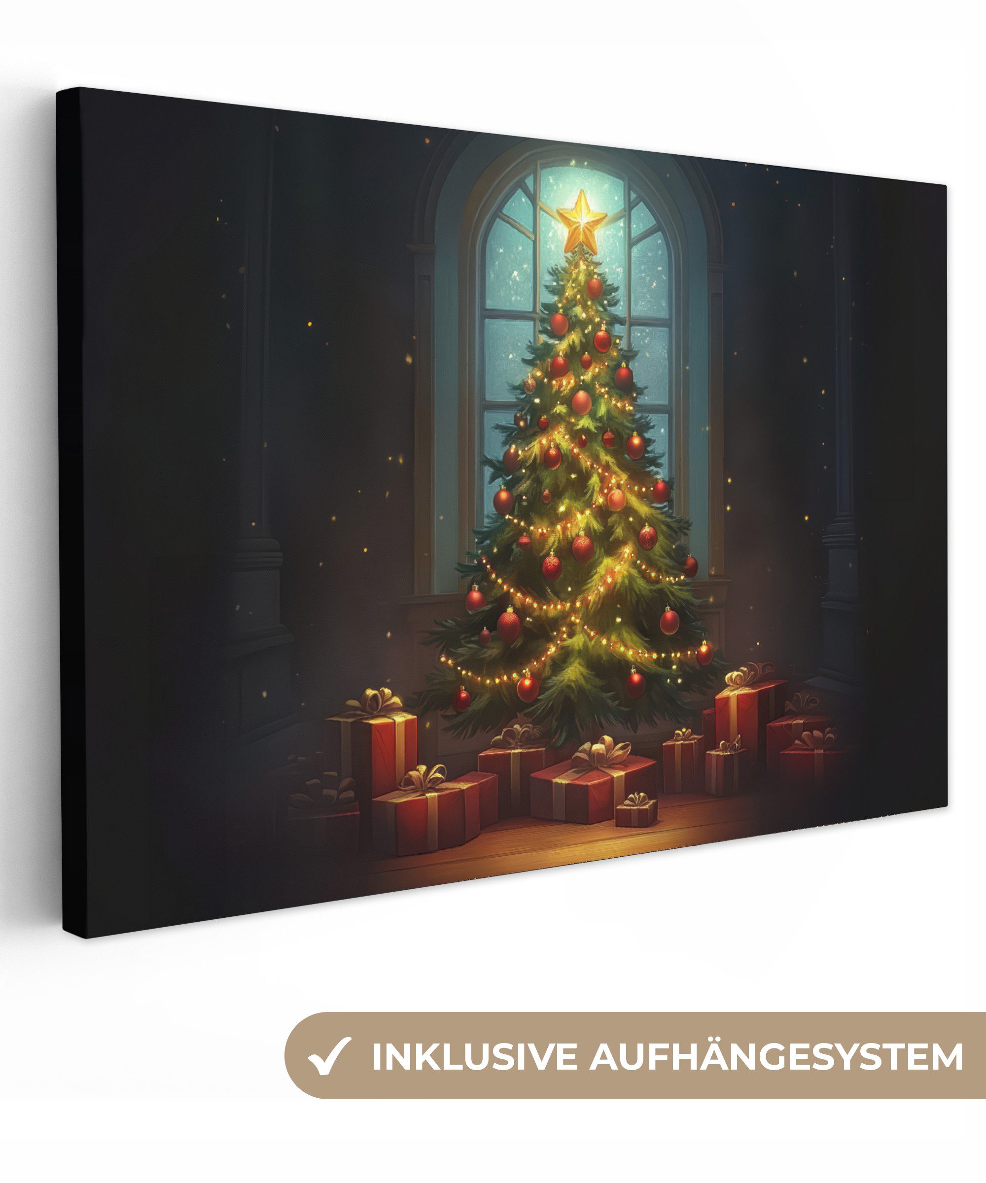 OneMillionCanvasses® Leinwandbild Weihnachtsbaum - Geschenk - Winter, Fotod günstig online kaufen