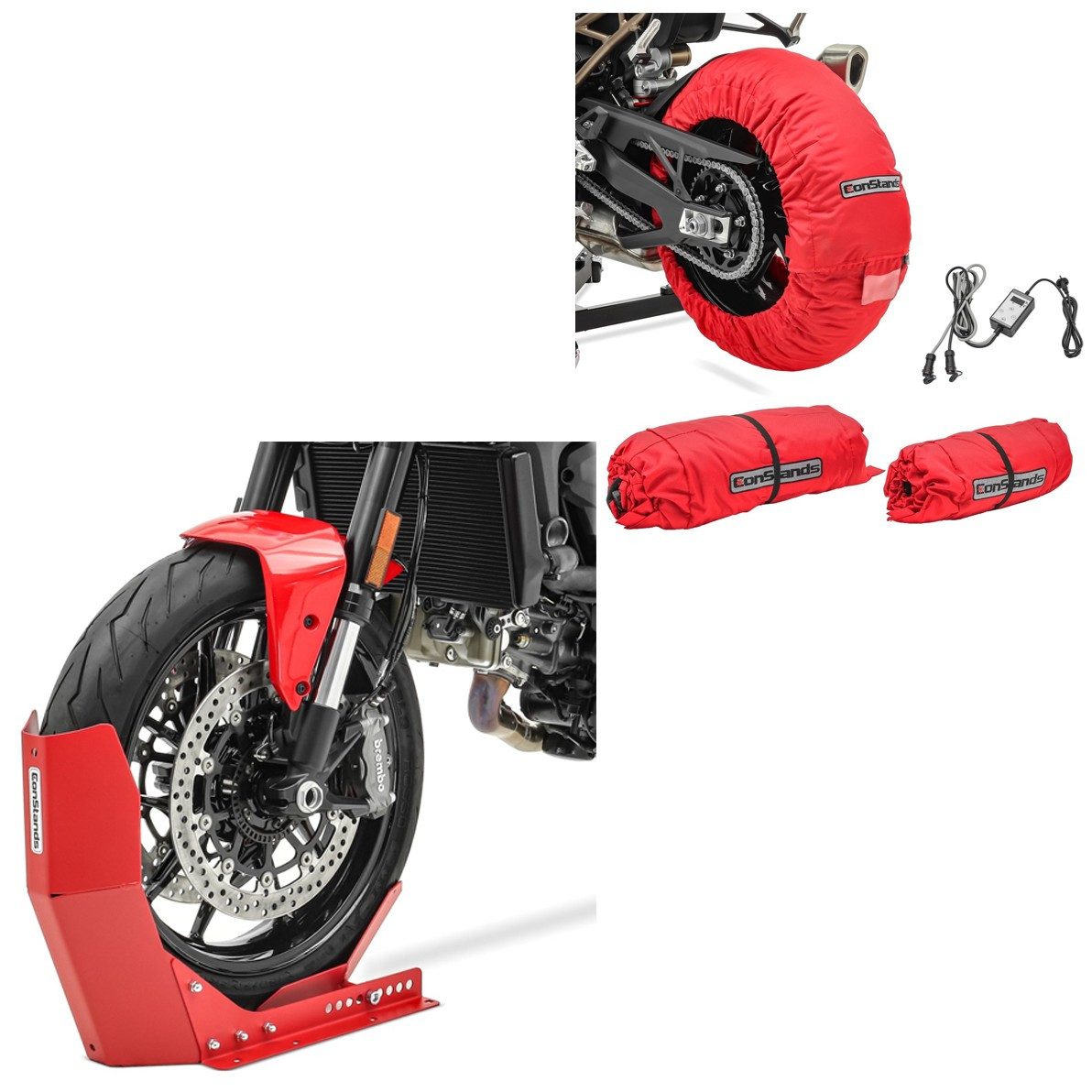 ConStands Motorradheber Set Reifenwärmer + Transportständer S9