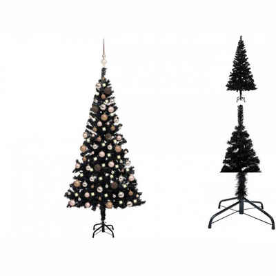vidaXL Künstlicher Weihnachtsbaum Künstlicher Weihnachtsbaum mit LEDs Kugeln Schwarz 150cm PVC