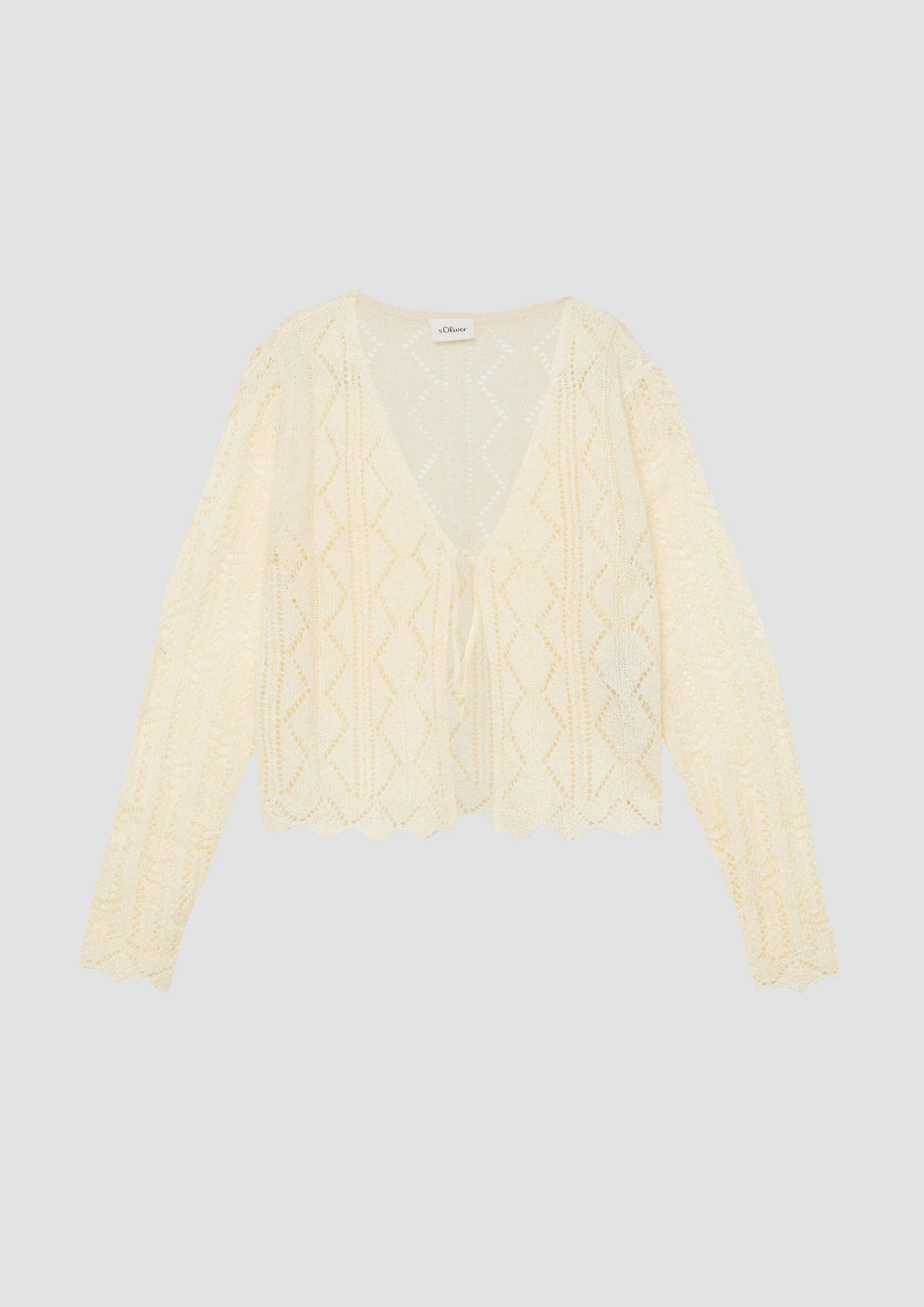 s.Oliver Cardigan Strickjacke Strickjacke mit Ajourmuster und Bindeband