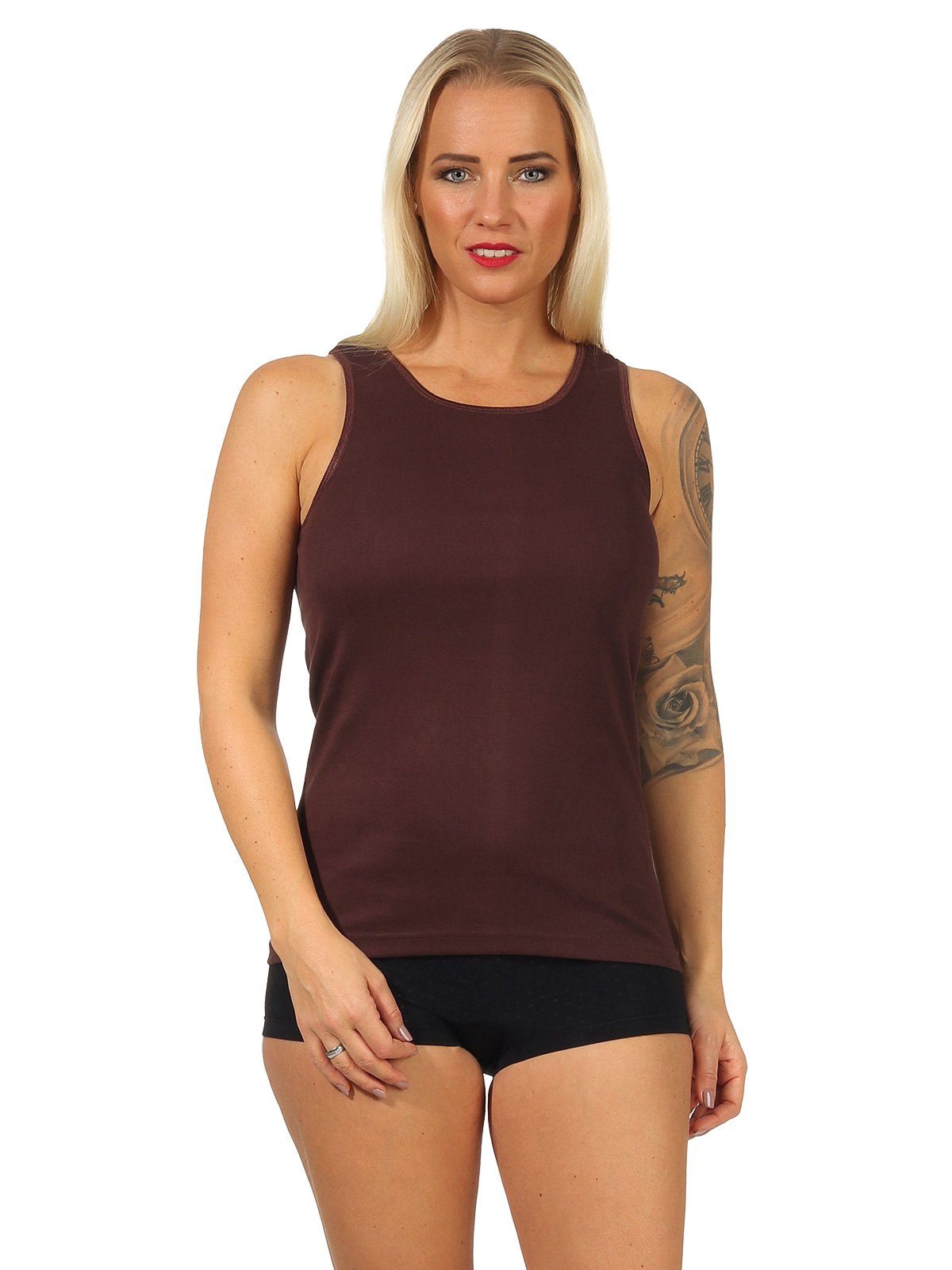Cocain underwear Unterhemd Damen Unterhemd Vollachsel Spaghetti weiss schwarz farbig 100 Baumwoll (4-St., 4er Pack) auch als Top geeignet