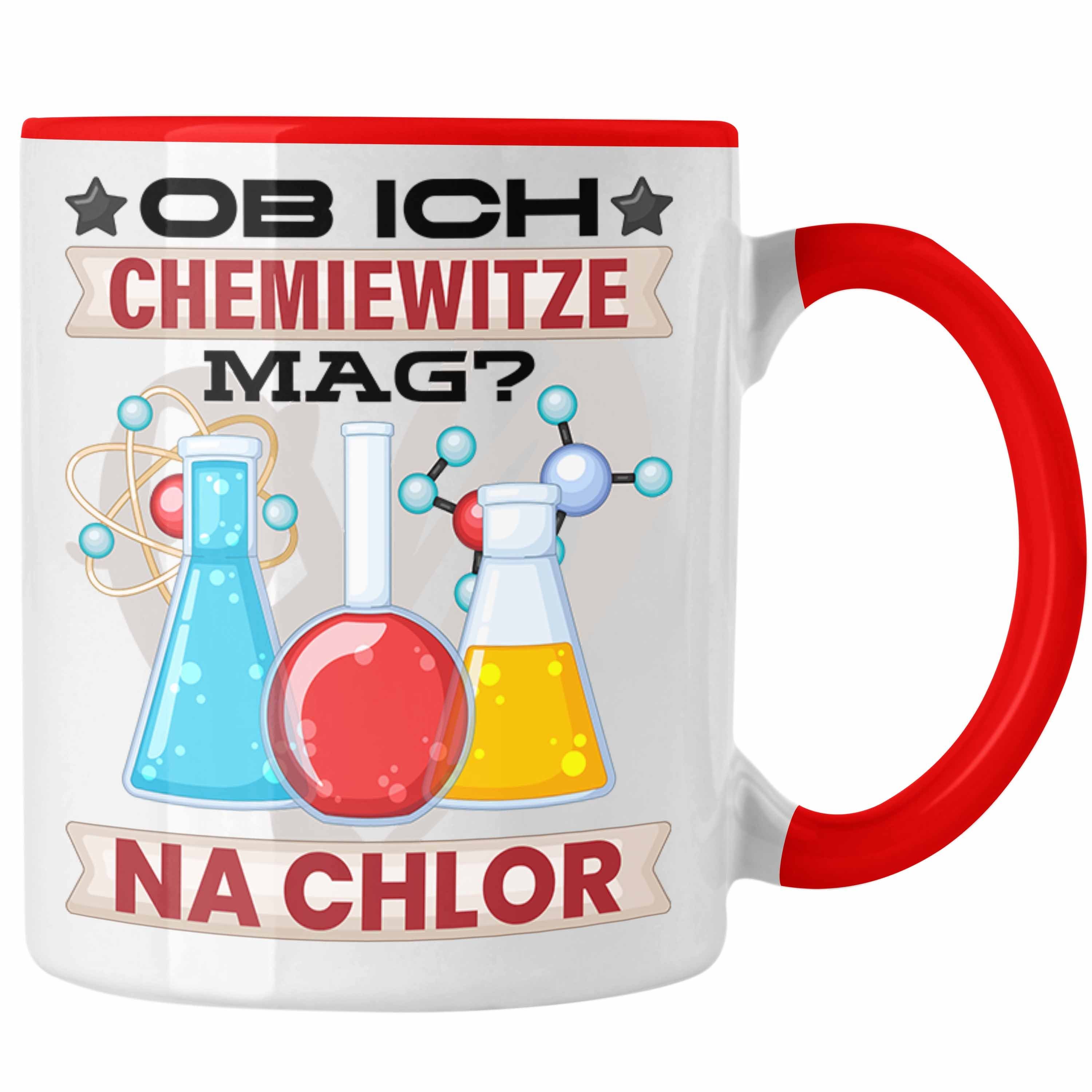 Trendation Tasse Chemie Tasse Geschenk Chemiker Na Chlor Geschenkidee Chemie-Student Rot