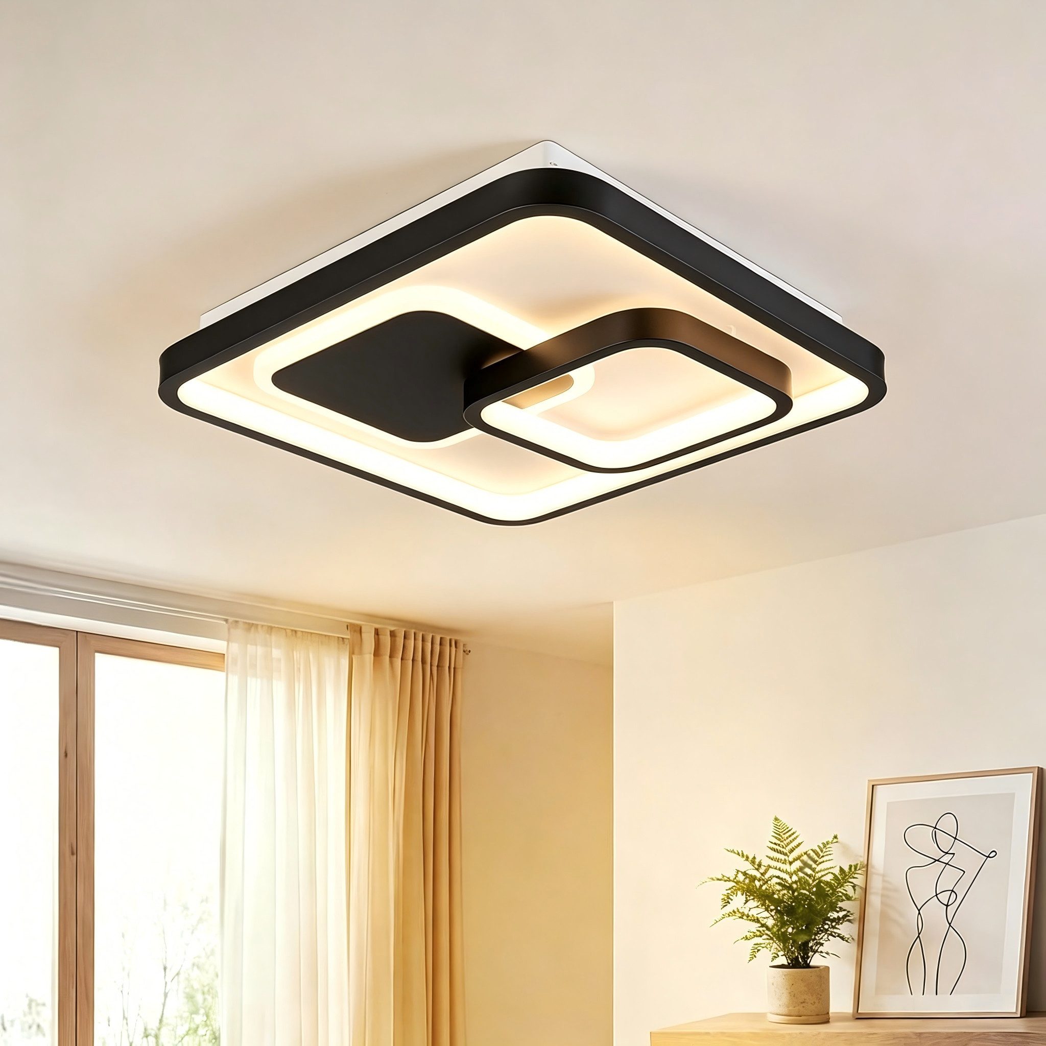 BlingBin Deckenleuchte LED Moderne 30W, 3000K/4500K/6500K 3000LM LED Deckenlampe, mit Memory Funktion, LED fest integriert, Neutralweiß, Warmweiß, Tageslichtweiß, für Wohnzimmer, Schlafzimmer, Büro, Küche und Flur mit Memory Funktion