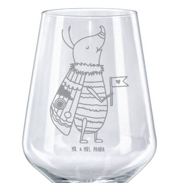 Mr. & Mrs. Panda Rotweinglas Nachtfalter Fähnchen - Transparent - Geschenk, Geschenk für Weinliebh, Premium Glas, Stilvolle Gravur