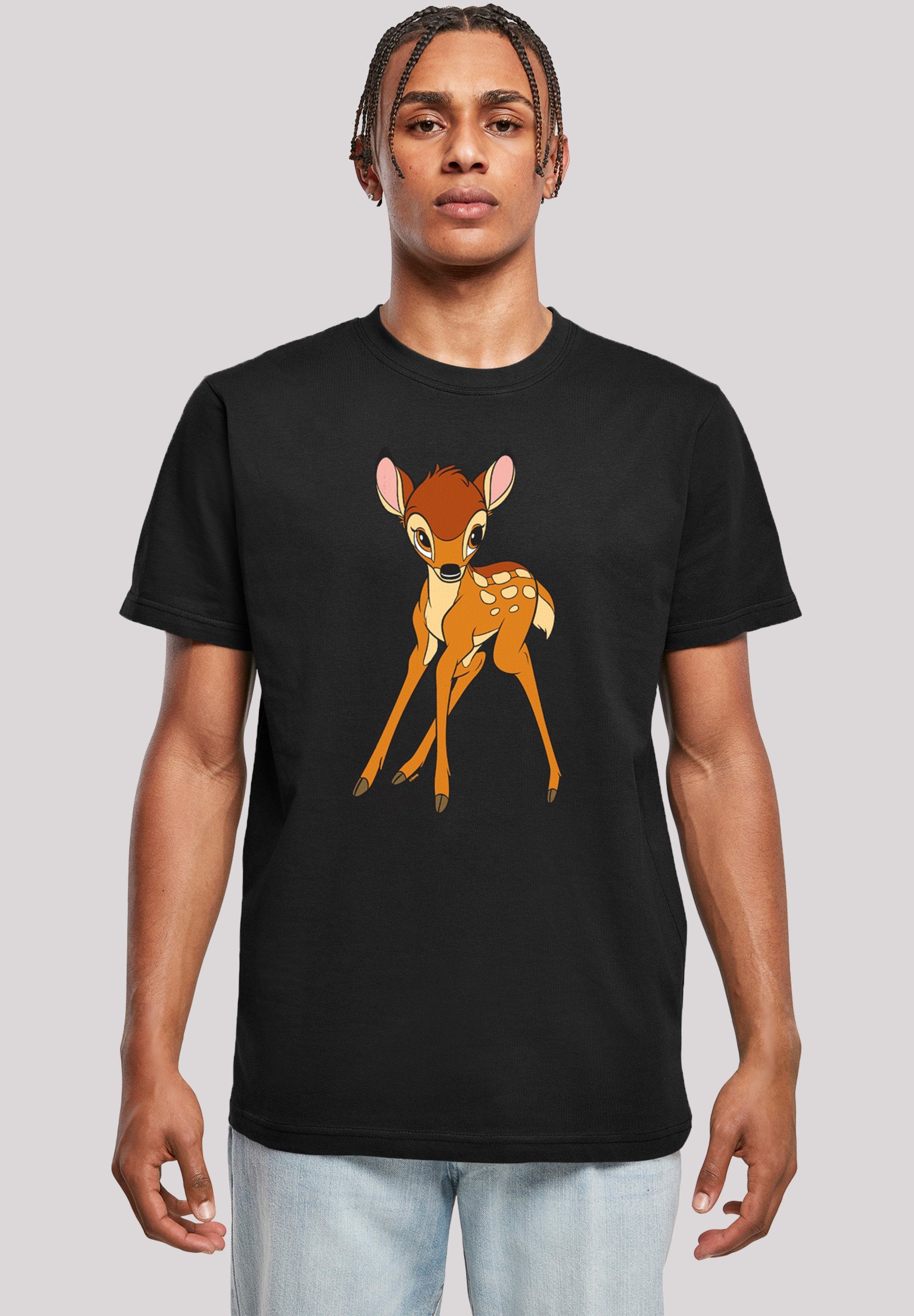 T-Shirt Classic Herren,Premium Bambi Disney schwarz Merch,Regular-Fit,Basic,Bedruckt F4NT4STIC