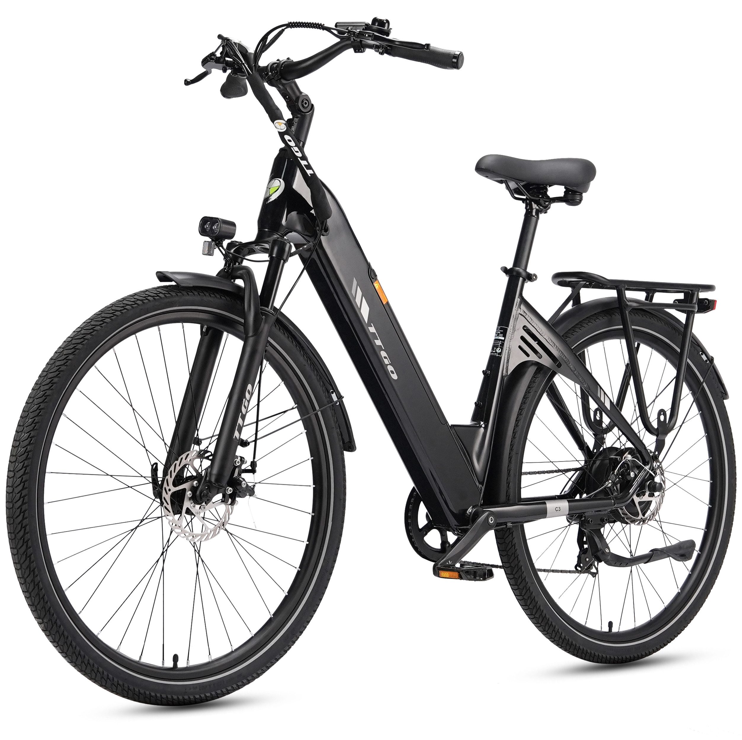 TTGO E-Bike Cityrad 28 Zoll, 150km Reichweite, C3 2.0, Elektrofahrrad, 650Wh Pedelec, 7 Gang SHIMANO, Kettenschaltung, Heckmotor, 650 Wh, 5 Unterstützungsstufen, Leicht nur 25kg, Tiefeinsteiger-Rahmen
