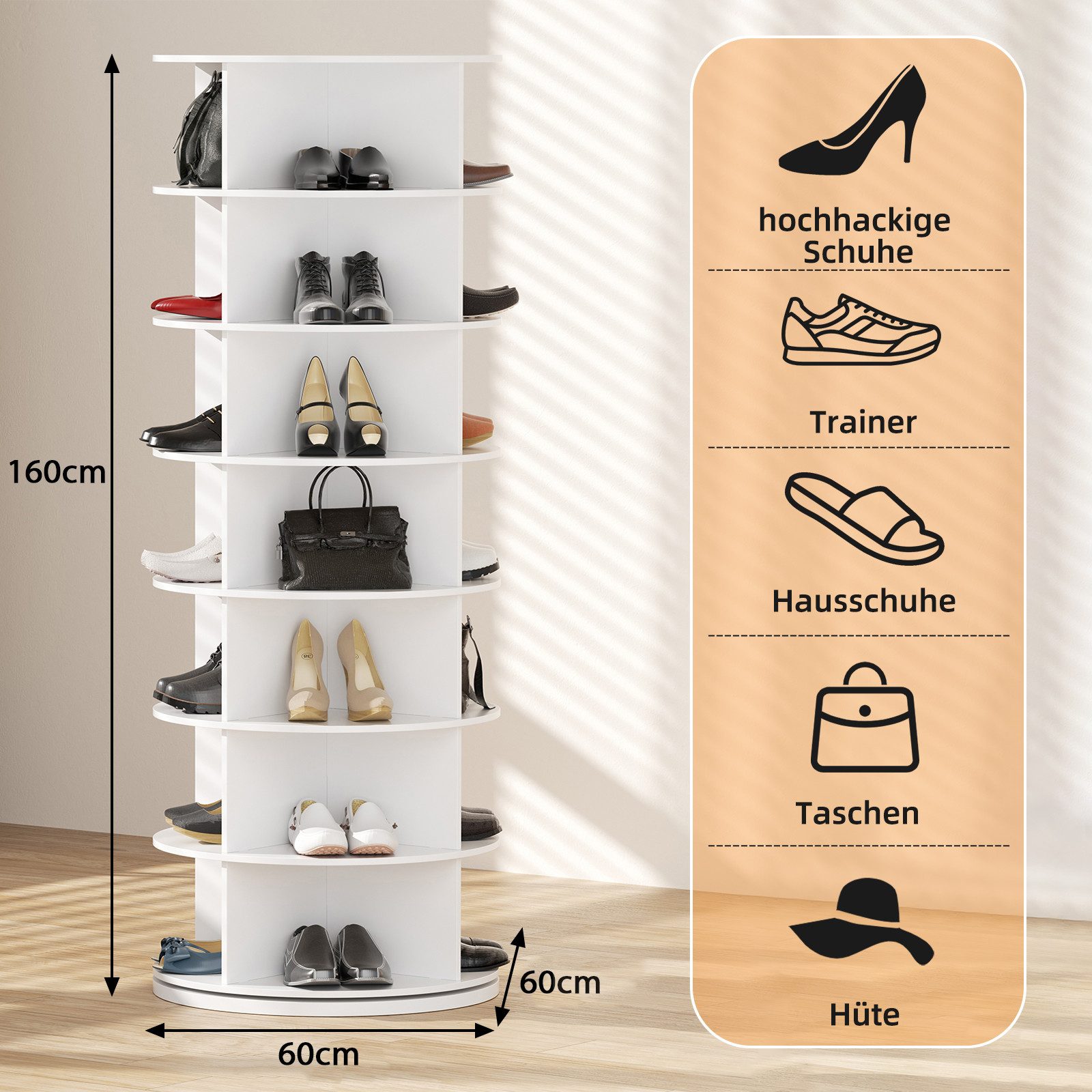 TWSOUL Schuhschrank 360 Grad drehbarer Schuhregal, günstig online kaufen