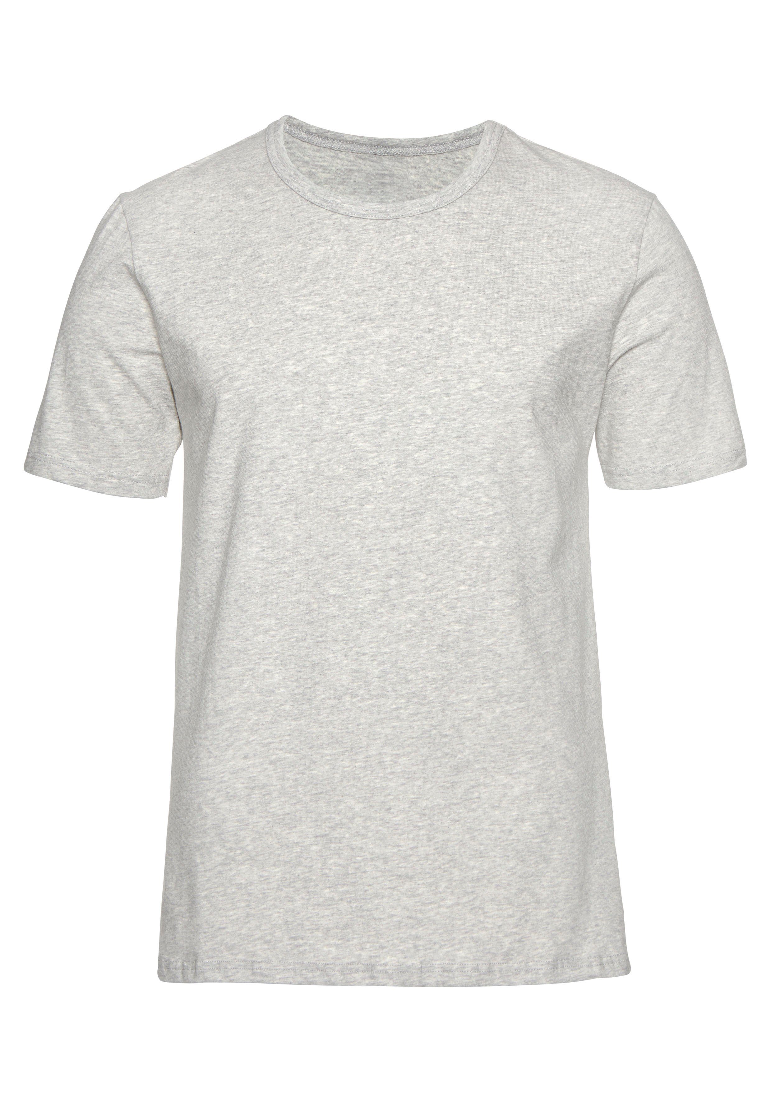 H.I.S perfekt als mit (2er-Pack) T-Shirt Unterziehshirt Rundhalsausschnitt marine, grau-meliert