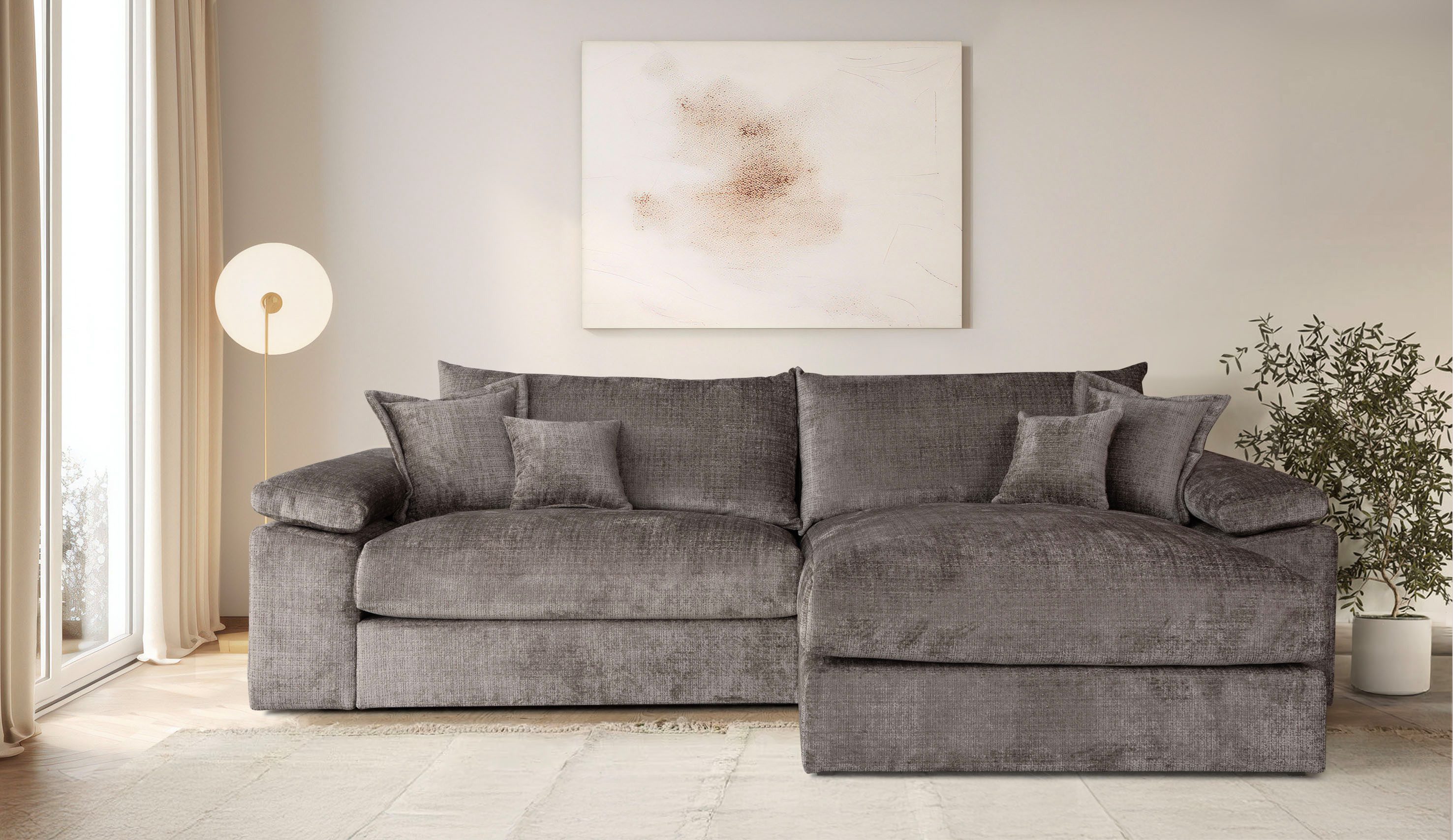 OTTO home Ecksofa Soft&Cosy XXL L-Form, B: 303 cm - OTTO. Verlässliche Qualität., Mega-Sofa, Cord oder Chenille-Struktur, mit Federkern & 4 Zierkissen