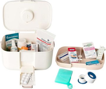 FIDDY Medizinschrank Medizinbox, Erste-Hile-Koffer 28 x 18 x 17 cm (Hausapotheke mit Tragegriff, herausnehmbarem Fach, 1-St)
