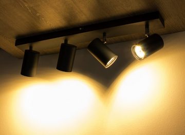 TRANGO LED Deckenleuchte, 4-flg. 1018A Deckenleuchte inkl. 4x 3-Stufen dimmbar 4.8 Watt GU10 3000K warmweiß LED-Leuchtmittel Anthrazit-Optik *SIA* Flurleuchte, Küchenleuchte, Deckenlampe, Wohnzimmerlampe, Spots flexibel verstellbar & schwenkbar