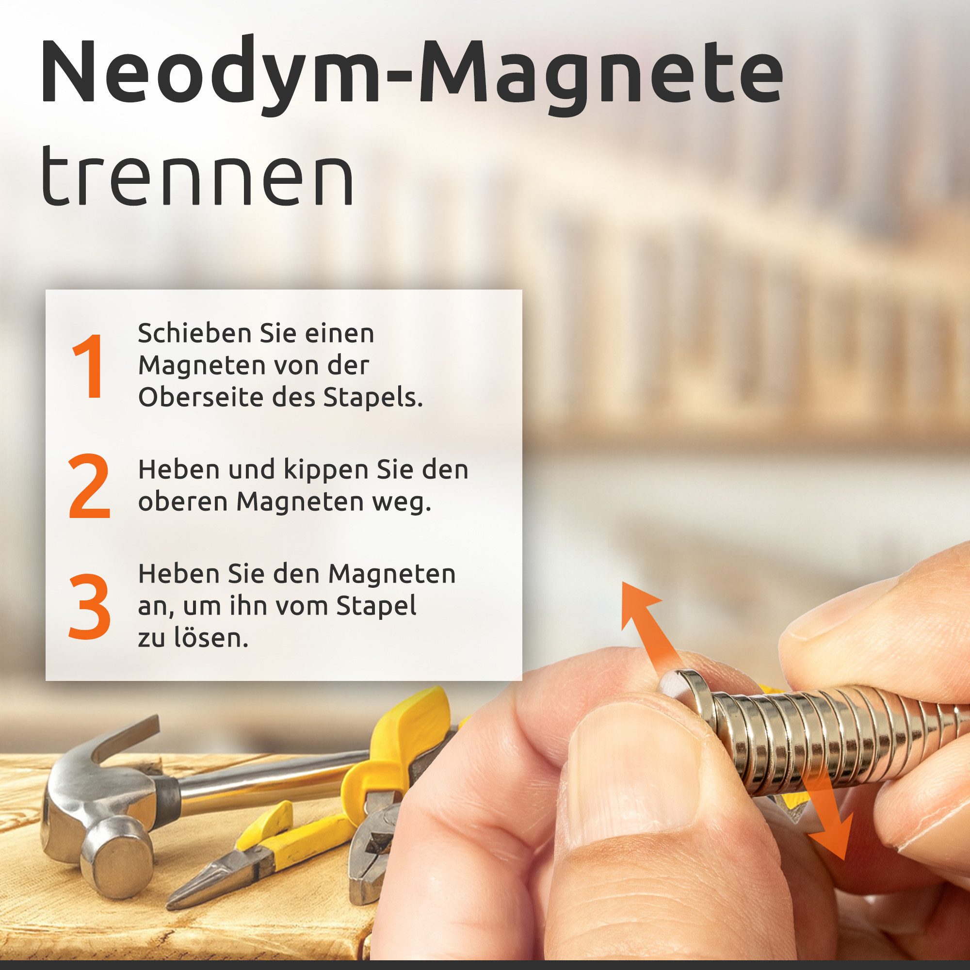 ECENCE Magnet 60x Neodym Magnete rund 10x2mm - - Extrem Stark (60-St) – Bild 5 von 5