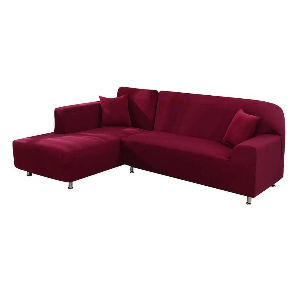 Datum Stretch-Stoff TWSOUL, für Stretchmaterial, rötliches aus Sofa L-Shape Ecksofahusse alle Geeignet Universal Abdeckung,190-230cm, Jahreszeiten Hergestellt