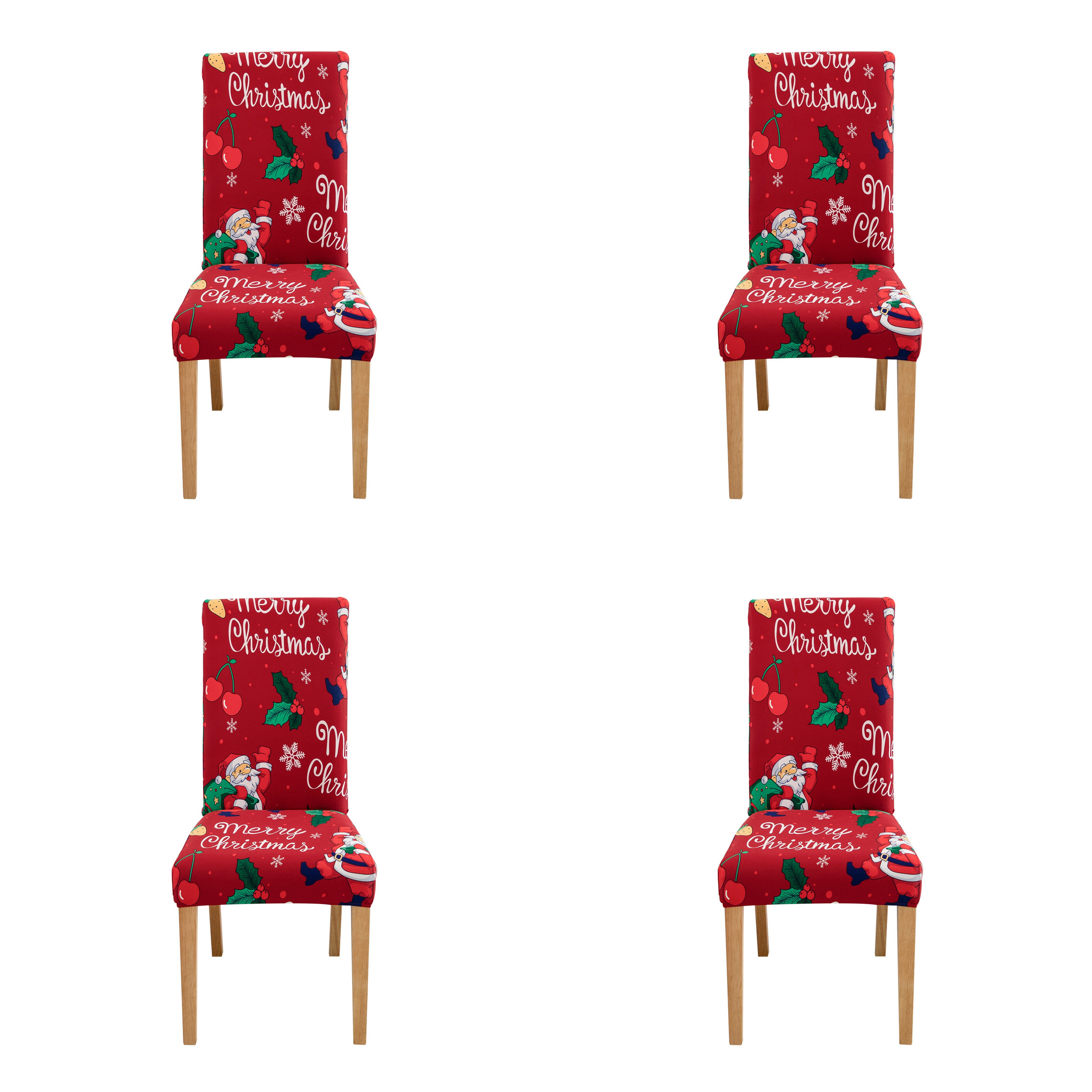 Qelus Stuhlhusse Stretch Stuhlhusse Weihnachtsmann Druck Stuhlhussen 2/4er günstig online kaufen