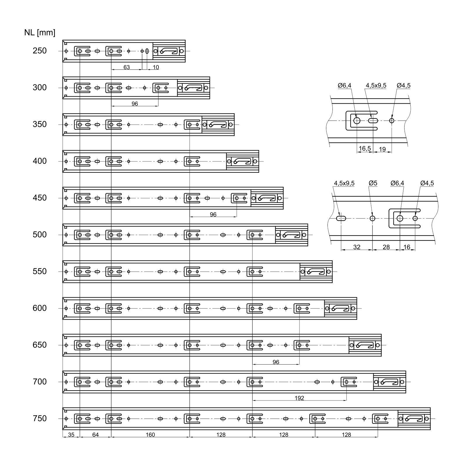SO-TECH® Auszug Vollauszug kugelgelagert Selbsteinzug Tragkräfte 35 / 45 kg (2 St), Tragkraft 35 kg, Länge 300 mm