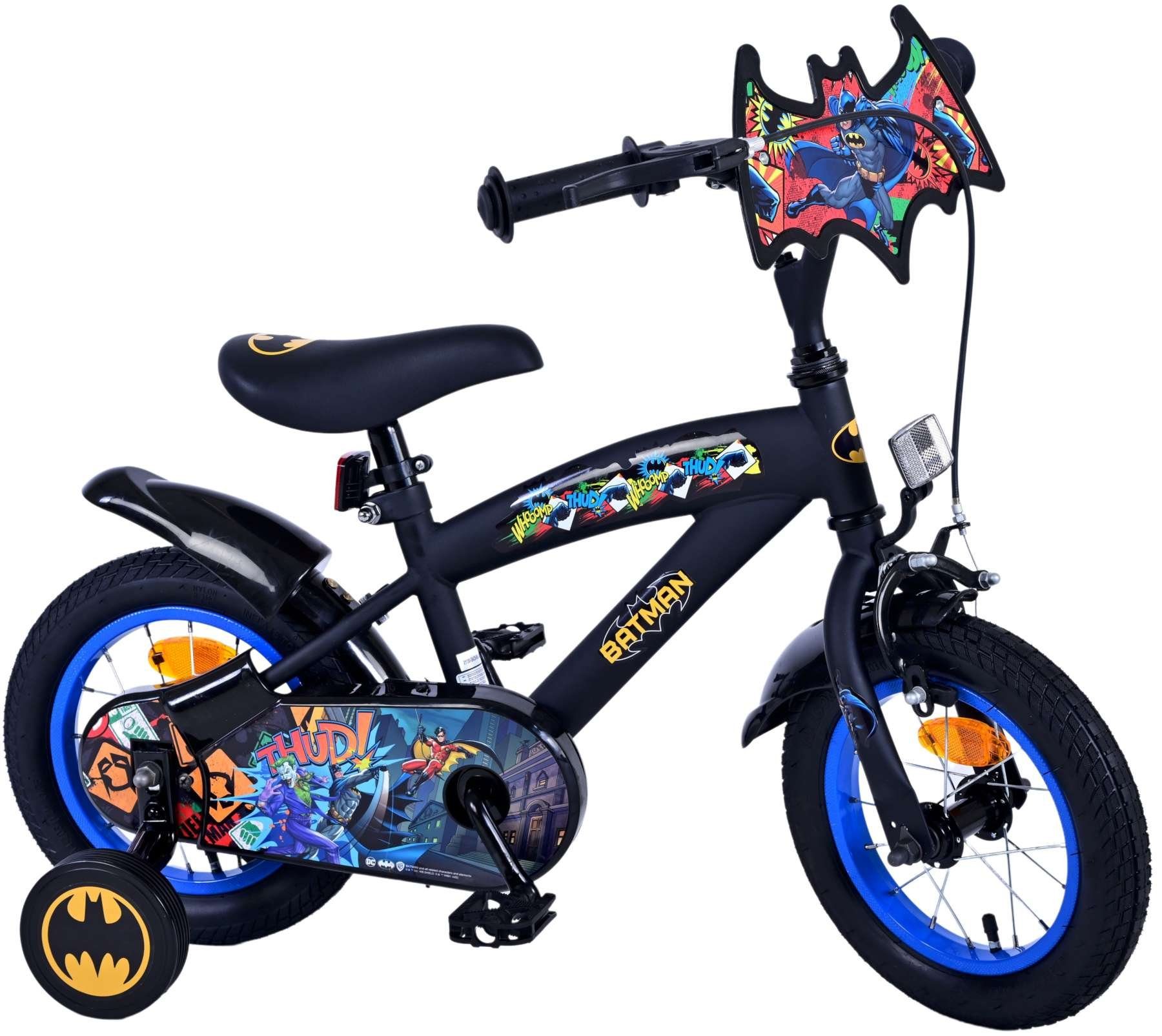 Batman Kinderfahrrad Jungen - 12, 14 oder 16 Zoll - Schwarz - bis 60 kg - Rücktrittbremse, 85% zusammengebaut, 3 - 6 Jahre, Stahlfelgen