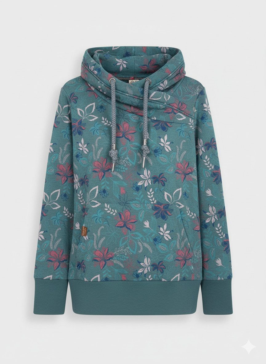 Ragwear Sweatshirt NESKA FLOWERS O mit asymetrischem Schalkragen – Bild 5 von 5