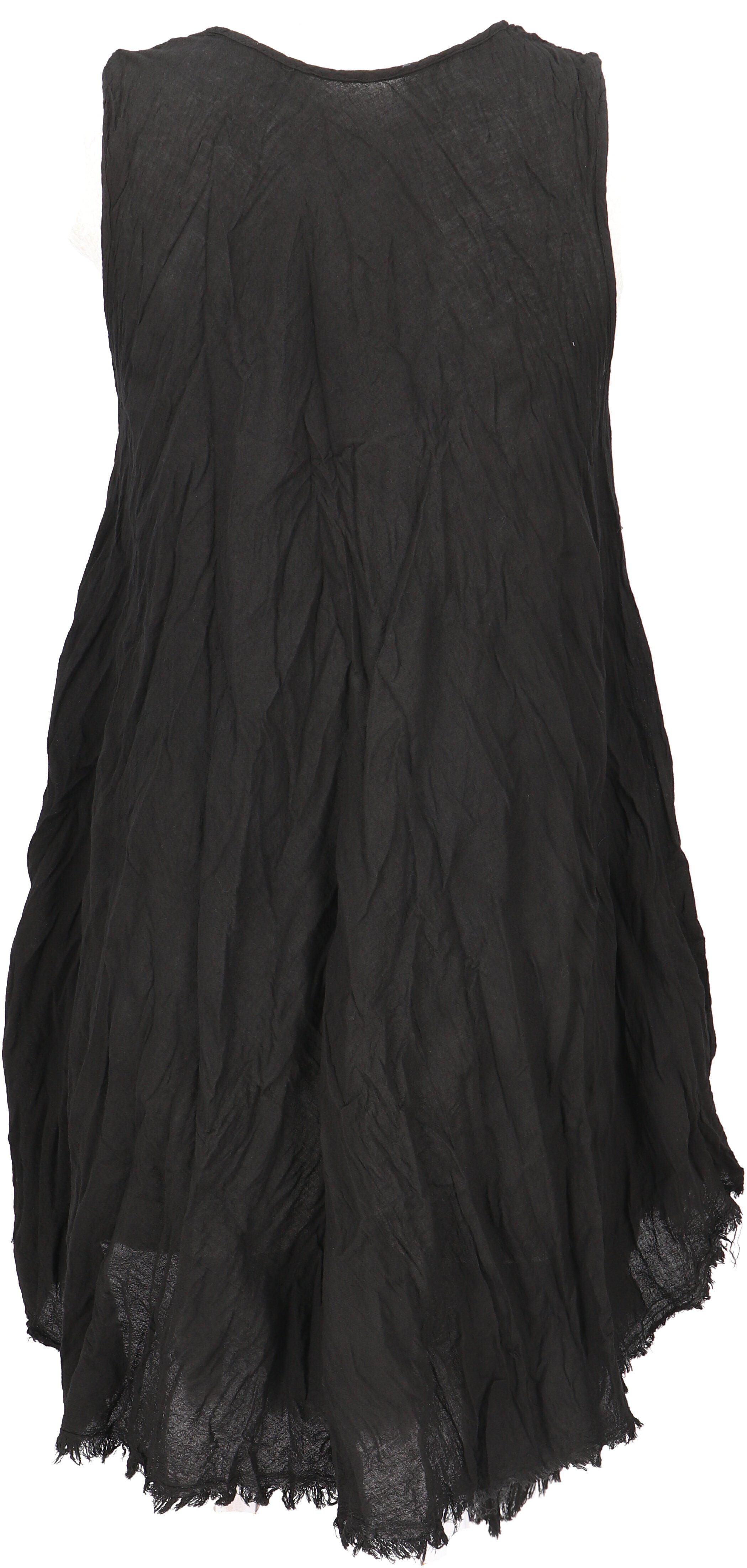 Krinkelkleid,.. alternative Bekleidung luftiges Sommerkleid, Midikleid schwarz Boho Guru-Shop