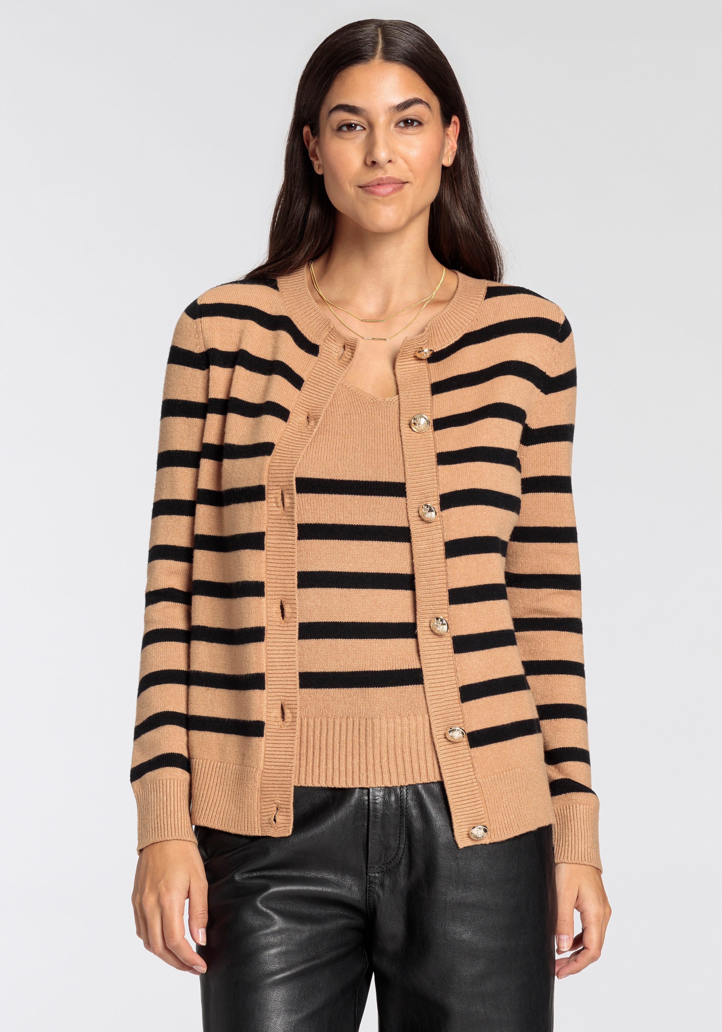 HECHTER PARIS Strickjacke mit Kontraststreifen - günstig online kaufen