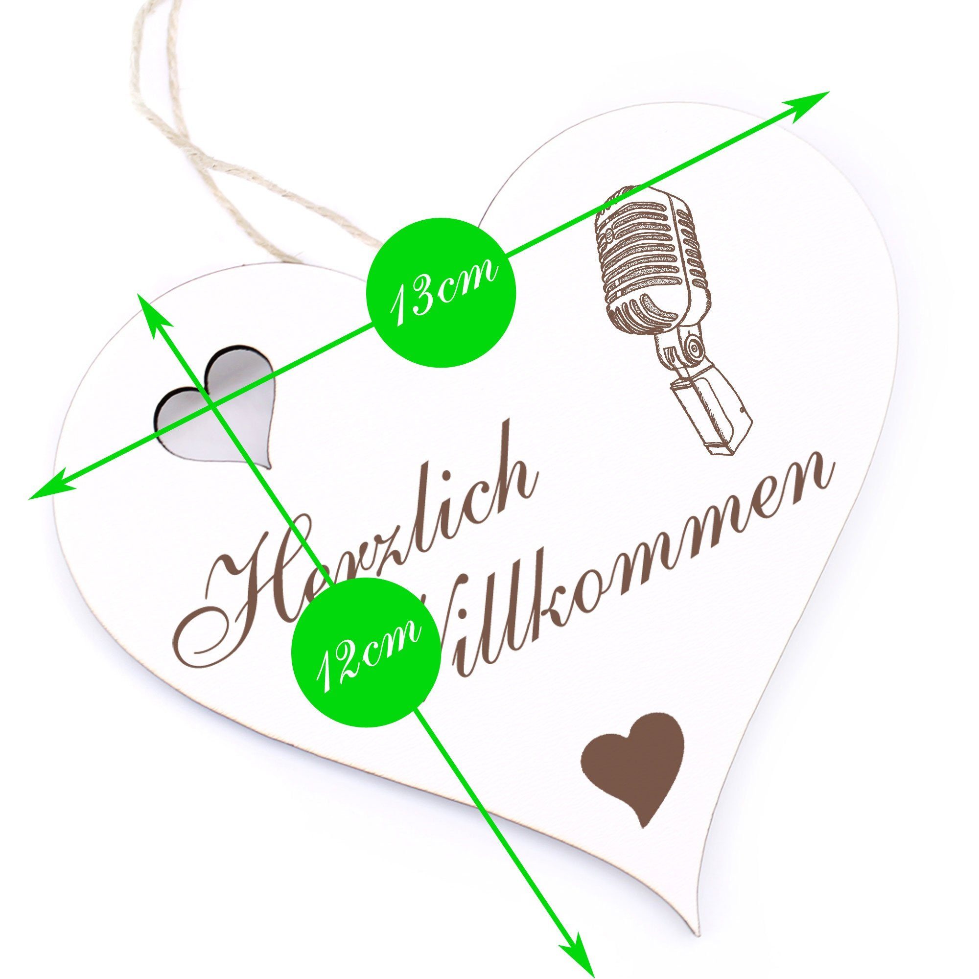Willkommen Hängedekoration Mikrofon Herzlich Dekolando 13x12cm - -