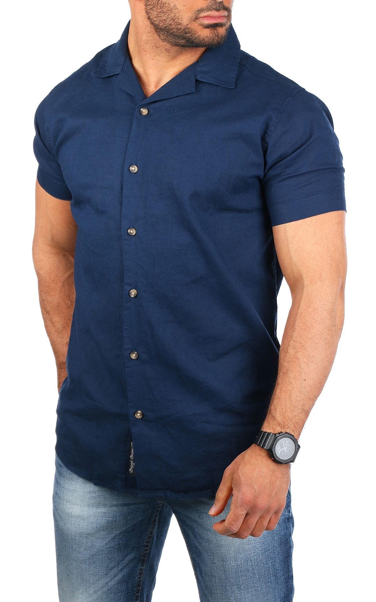 CARISMA Kurzarmhemd Herren Leinen Baumwoll Mix Casual Hemd 9212 Regular Kur günstig online kaufen