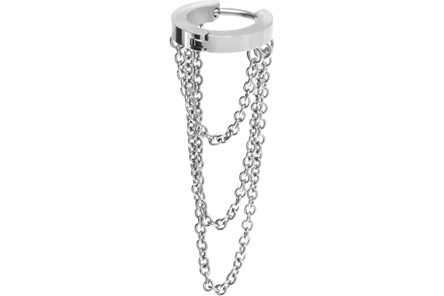 PIERCINGLINE Single-Ohrstecker Chirurgenstahl Ohrclicker 3 KETTEN (Clicker, 1-tlg), Ohrpiercing für Conch, Helix, Tragus, Daith, Lobe