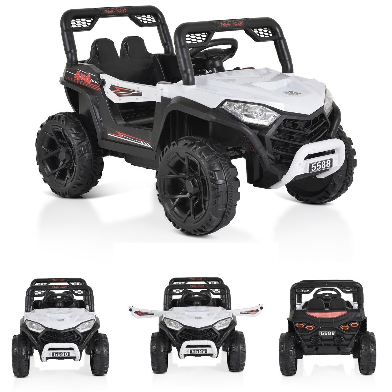 Moni Elektro-Kinderauto Elektroauto Buggy UTV 5588, Belastbarkeit 30 kg, Fernbedienung MP3 Gurt 2 Motoren Lichter