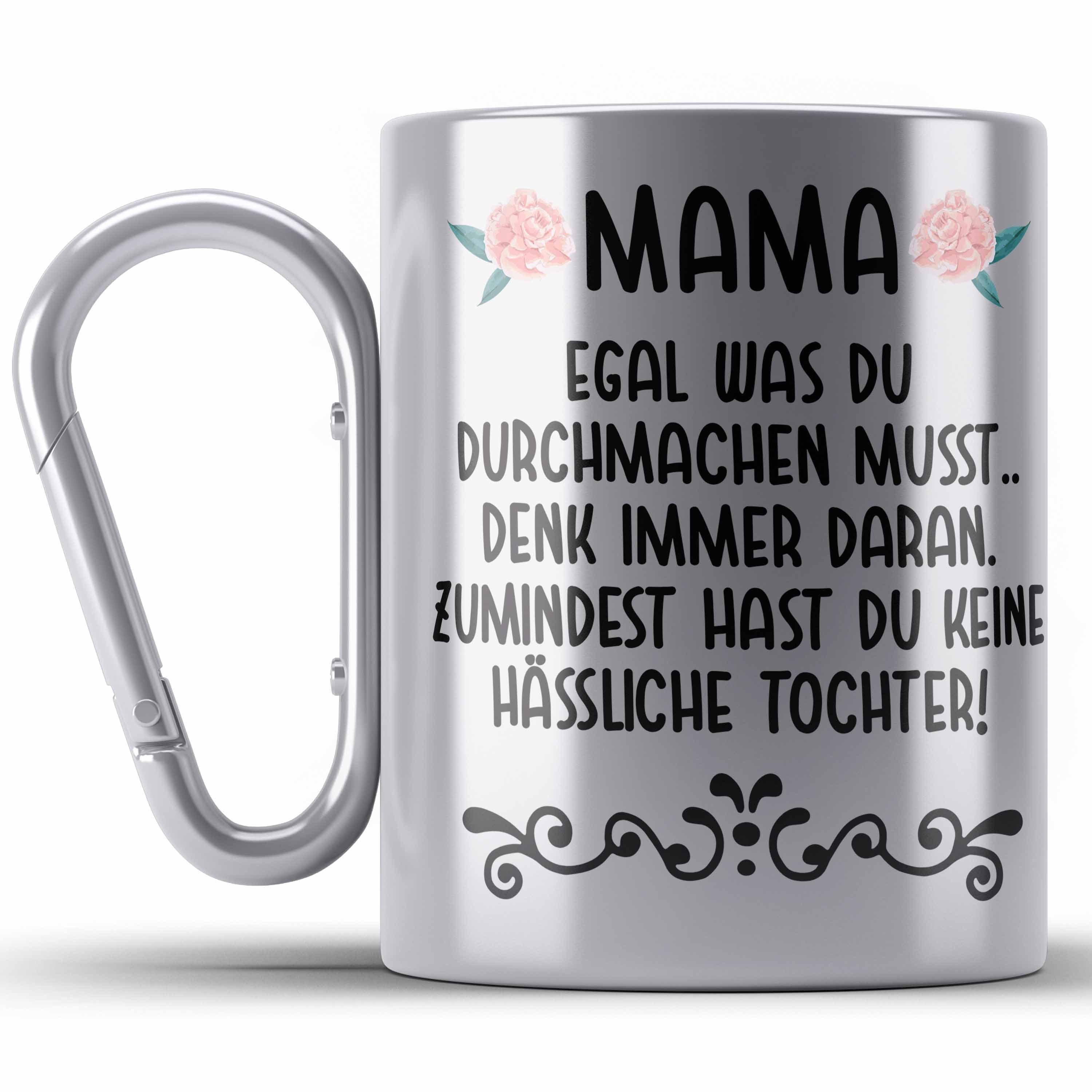 Tochter Tasse Hä Geschenk Thermotasse für Lustig von Silber Keine Edelstahl Trendation Mama Spruch -