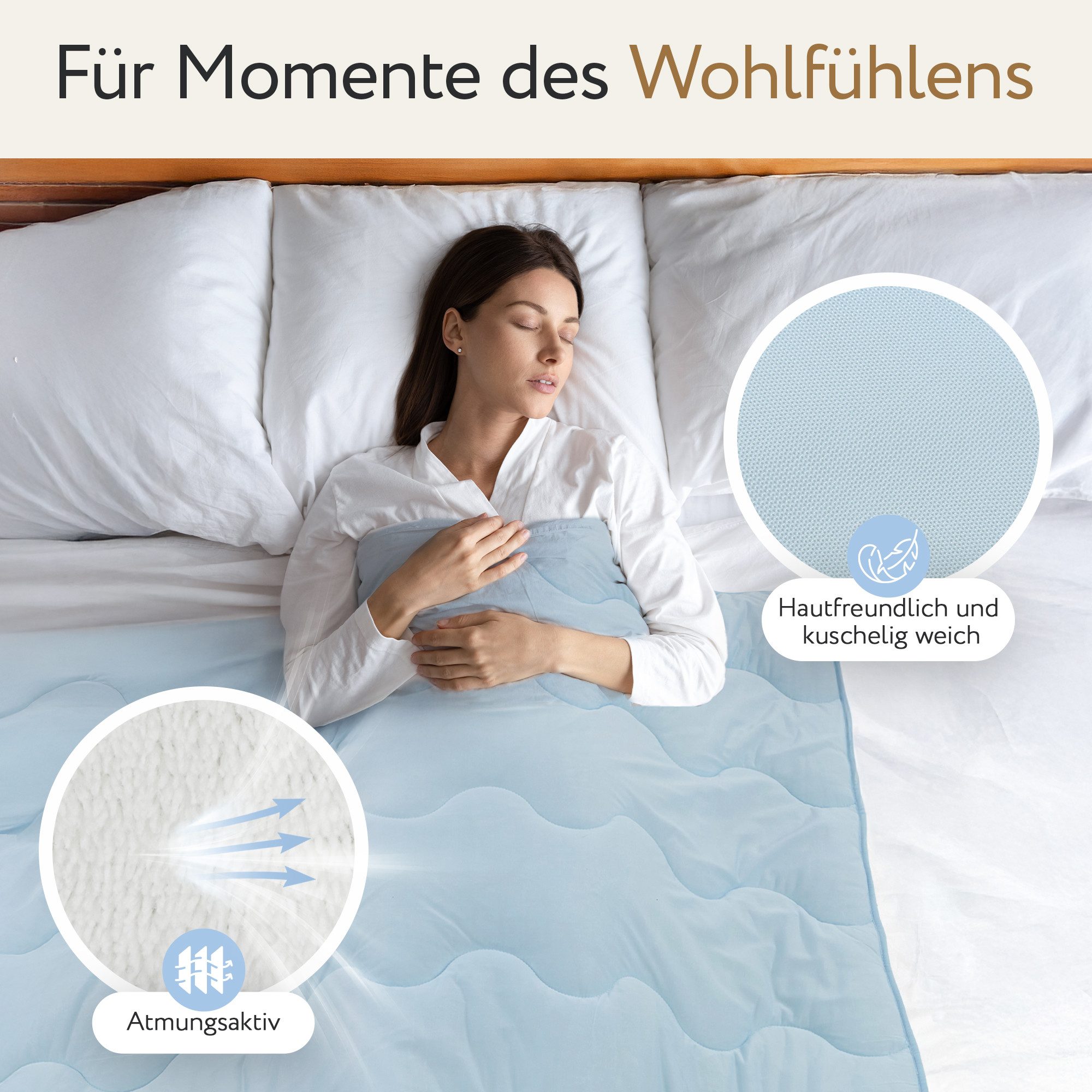 Herlag 4-Jahreszeitenbett 2-in-1 Bettdecke Sommer- & Winterseite Kühlend & Wärmend, Ganzjahresdecke