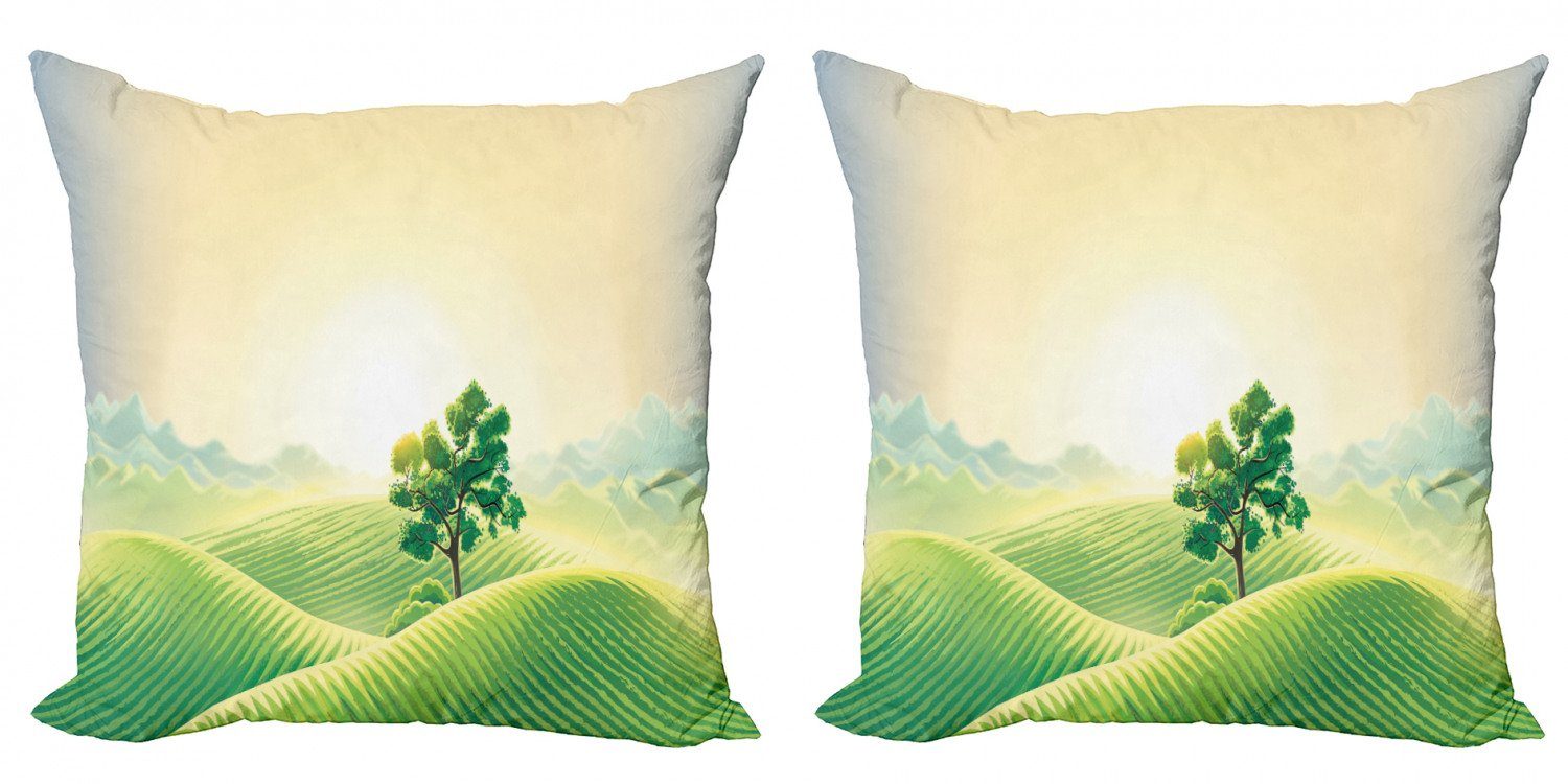 auf ländliches Accent Modern Tal Stück), Landschaft Doppelseitiger Kissenbezüge Abakuhaus (2 Digitaldruck, Sonnenaufgang