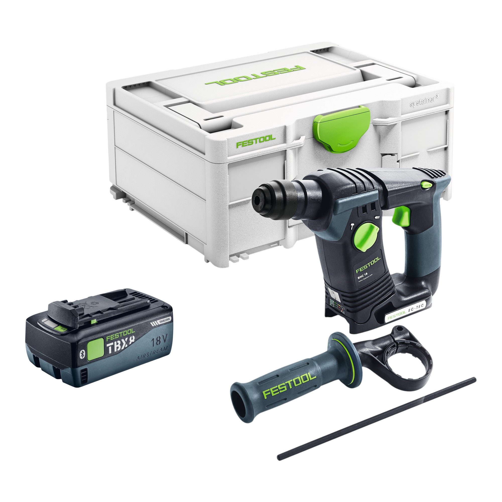 FESTOOL Akku-Bohrhammer BHC 18-Basic 18 V 1,8 J SDS Plus Brushless + 1x Akku 8,0 Ah
