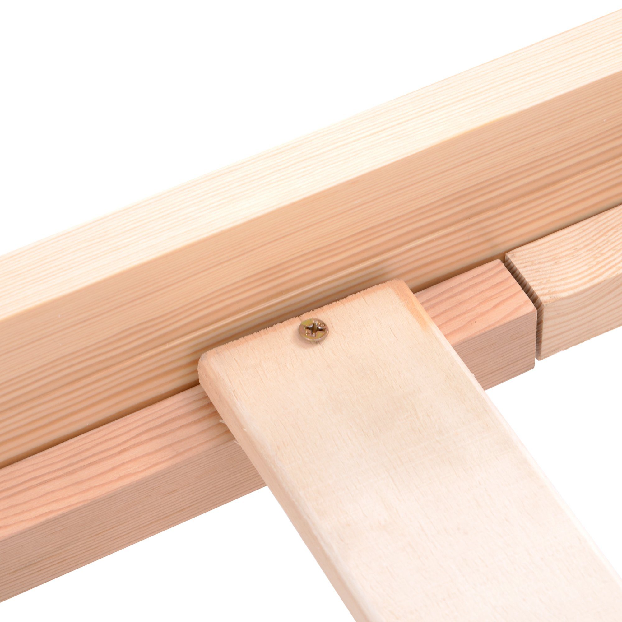 Futonbett (Doppelbett), Ehebett Massivholzbett mit Kopfteil und Lattenrost, 200x140cm