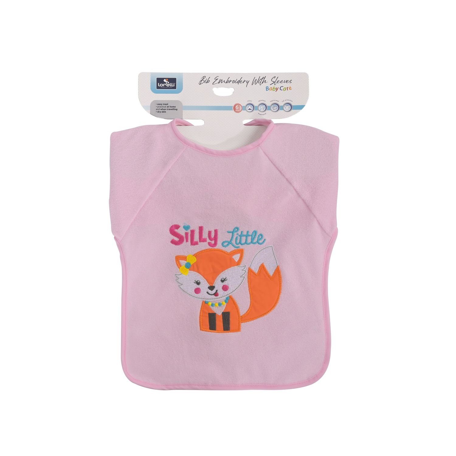 Care Lätzchen Baby (1-St), mit wasserdicht 1026027 Babylätzchen Langarm, rosa Stickerei Klettverschluss