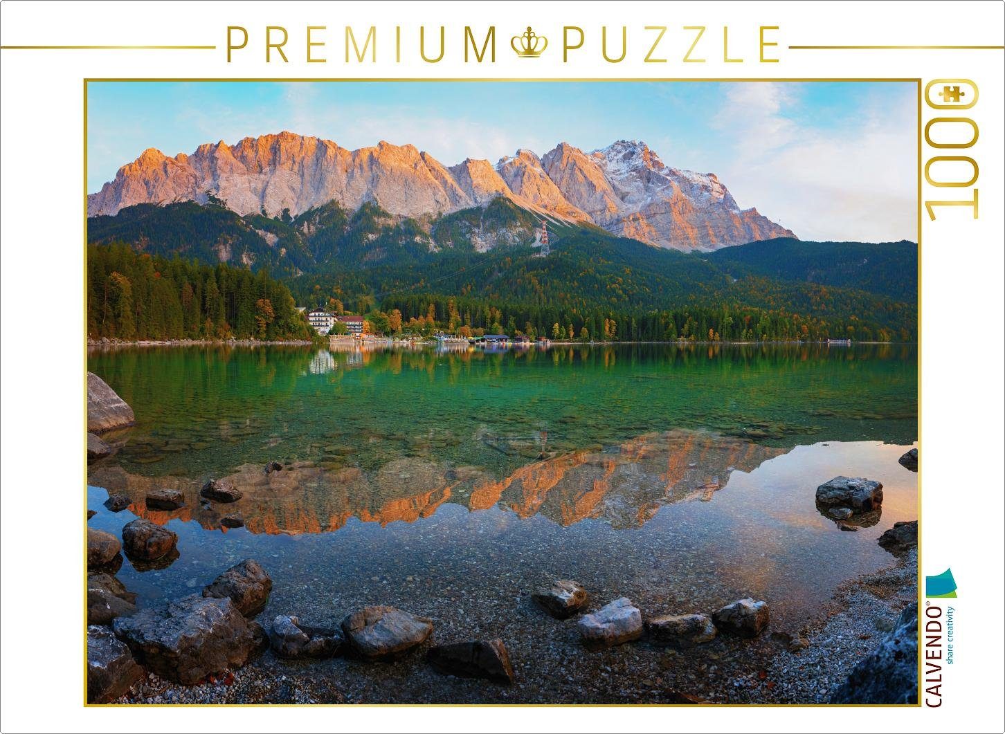 Puzzle CALVENDO Puzzle Abendstimmung am Eibsee, Zugspitze 1000 Teile Lege-Größe 64 x 48 cm Foto-Puzzle Bild von SusaZoom