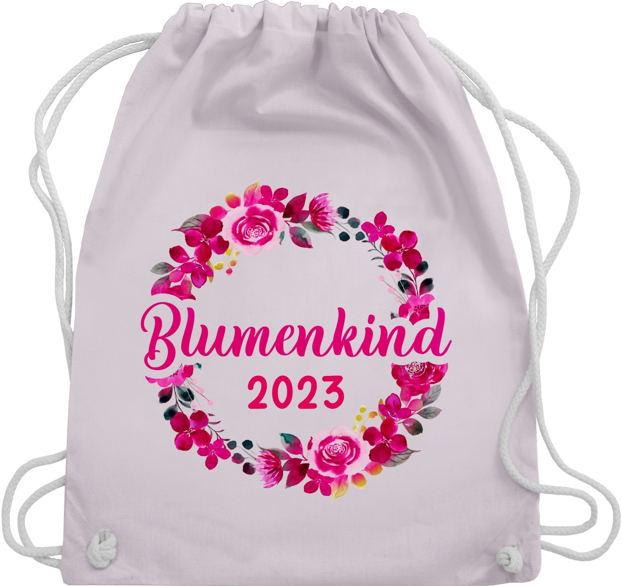 Shirtracer Turnbeutel Blumenkind 2023 Blumenkranz, JGA Junggesellenabschied Frauen 02 Pastell Rosa