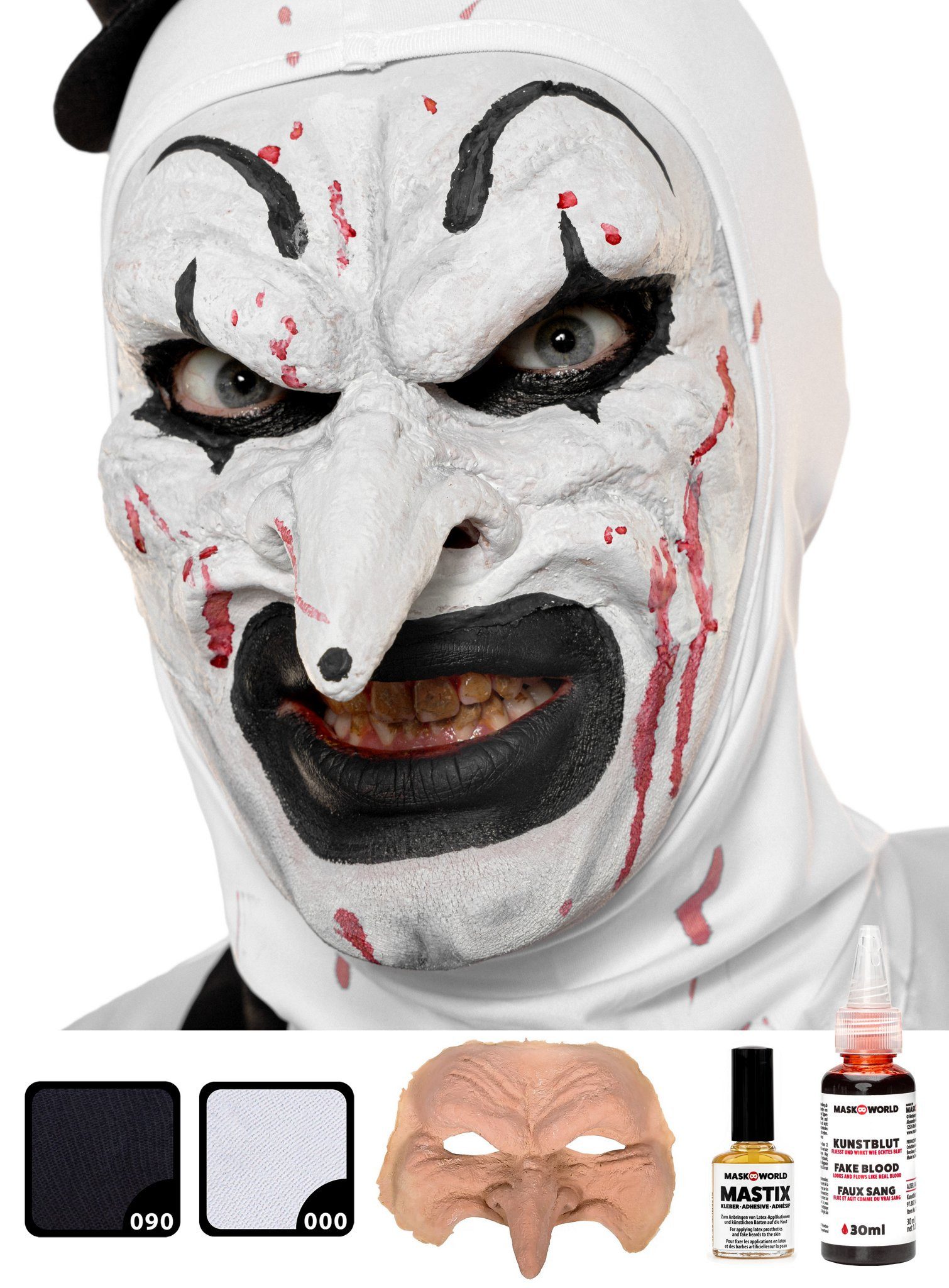 Maskworld Театральный грим Make-up Set Terrifier Art Horrorclown, Halloween Schminkset mit optimal aufeinander abgestimmten Komponenten