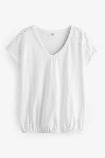 Next T-Shirt Top mit V-Ausschnitt und Ballonsaum (1-tlg)