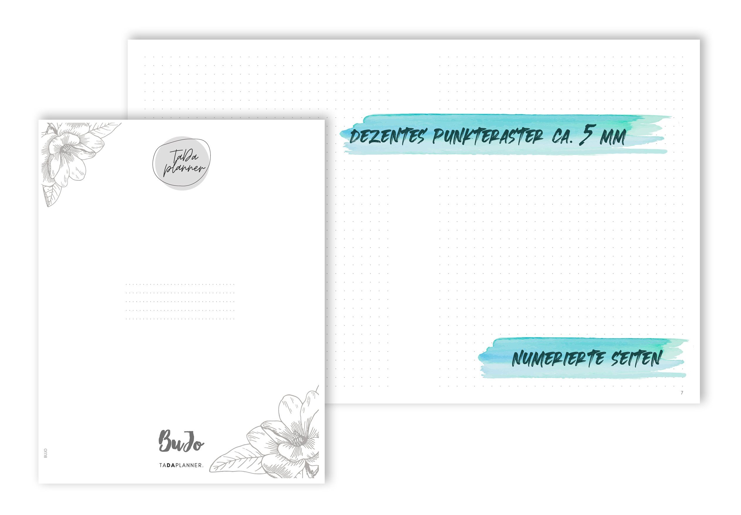 Seiten Dotted Notizbuch A5+ TaDa Notizheft Handmade Tagebuch Planner 180 Journal Planner TaDa Bullet Bujo,
