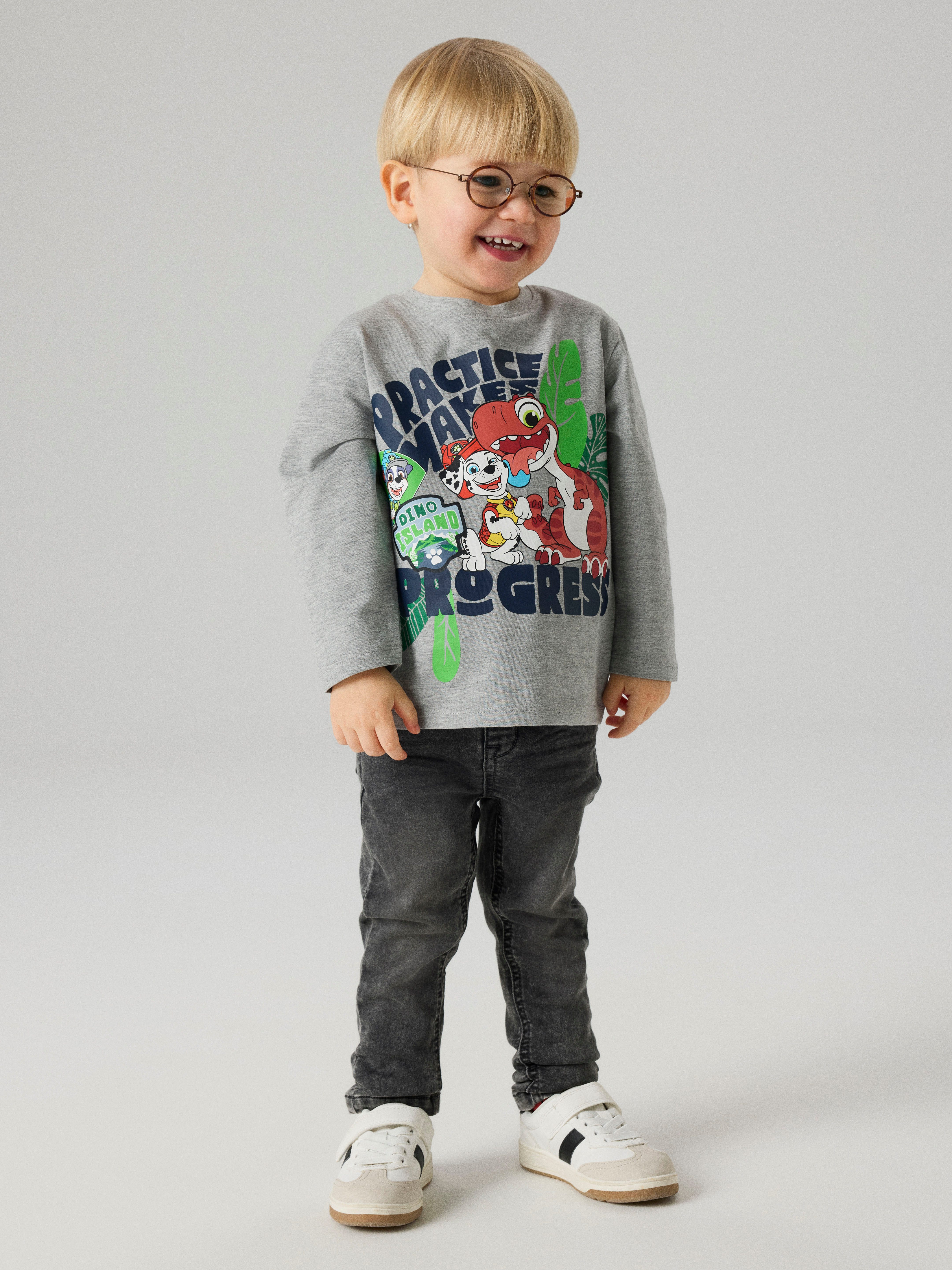 Name It T-Shirt NMMJIK PAW LS NREG TOP BOX NOOS CPLGM Baumwollmischung, regular fit