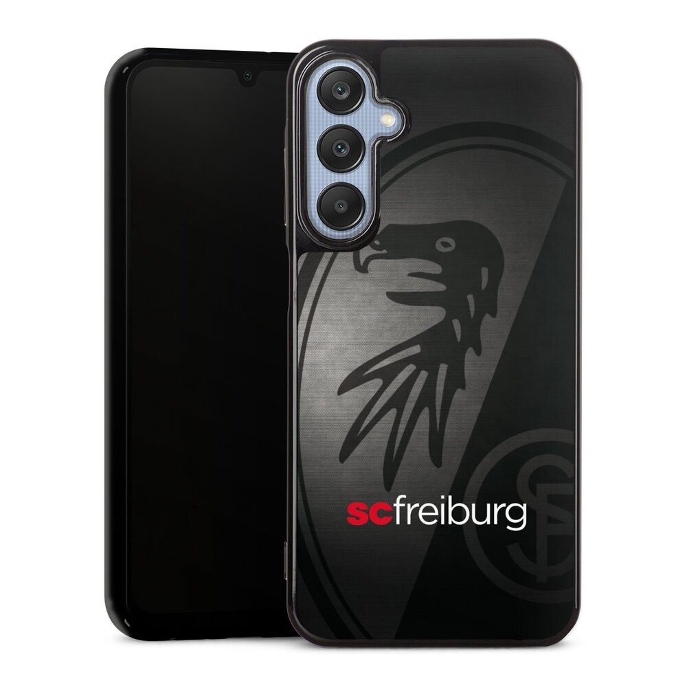 DeinDesign Handyhülle SC Freiburg Offizielles Lizenzprodukt Metallic Look, Samsung Galaxy A25 5G Silikon Hülle Bumper Case Handy Schutzhülle