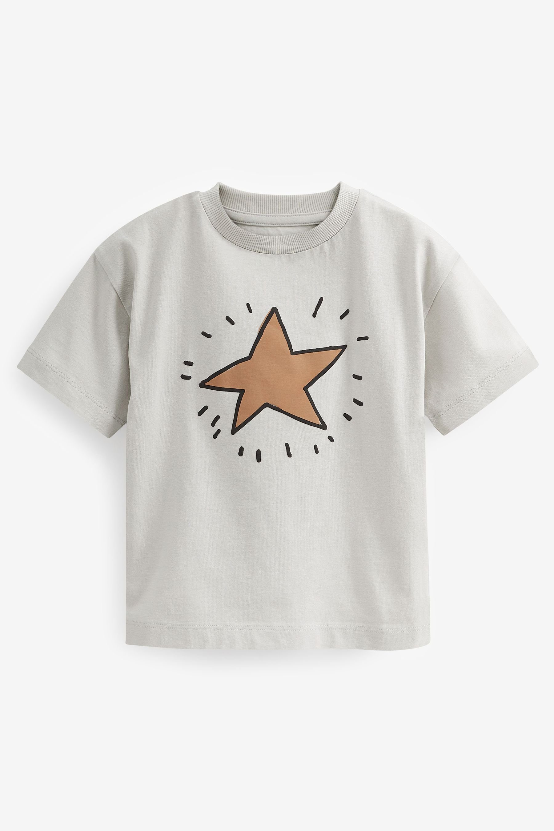 Figurenmotiv mit (1-tlg) Star T-Shirt Kurzarm-T-Shirt Grey Next