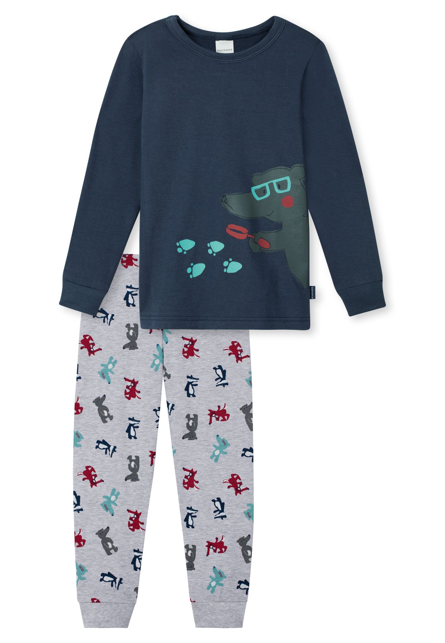Wäsche/Bademode Nachtwäsche Schiesser Pyjama Winter Forest (Set, Set) Jungen Schlafanzug lang, Single-Jersey, 100% Baumwolle